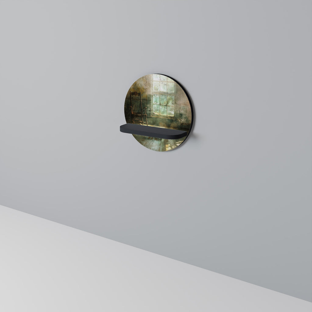 Étagère d'art ronde SUNLIT STILLNESS en finition noire