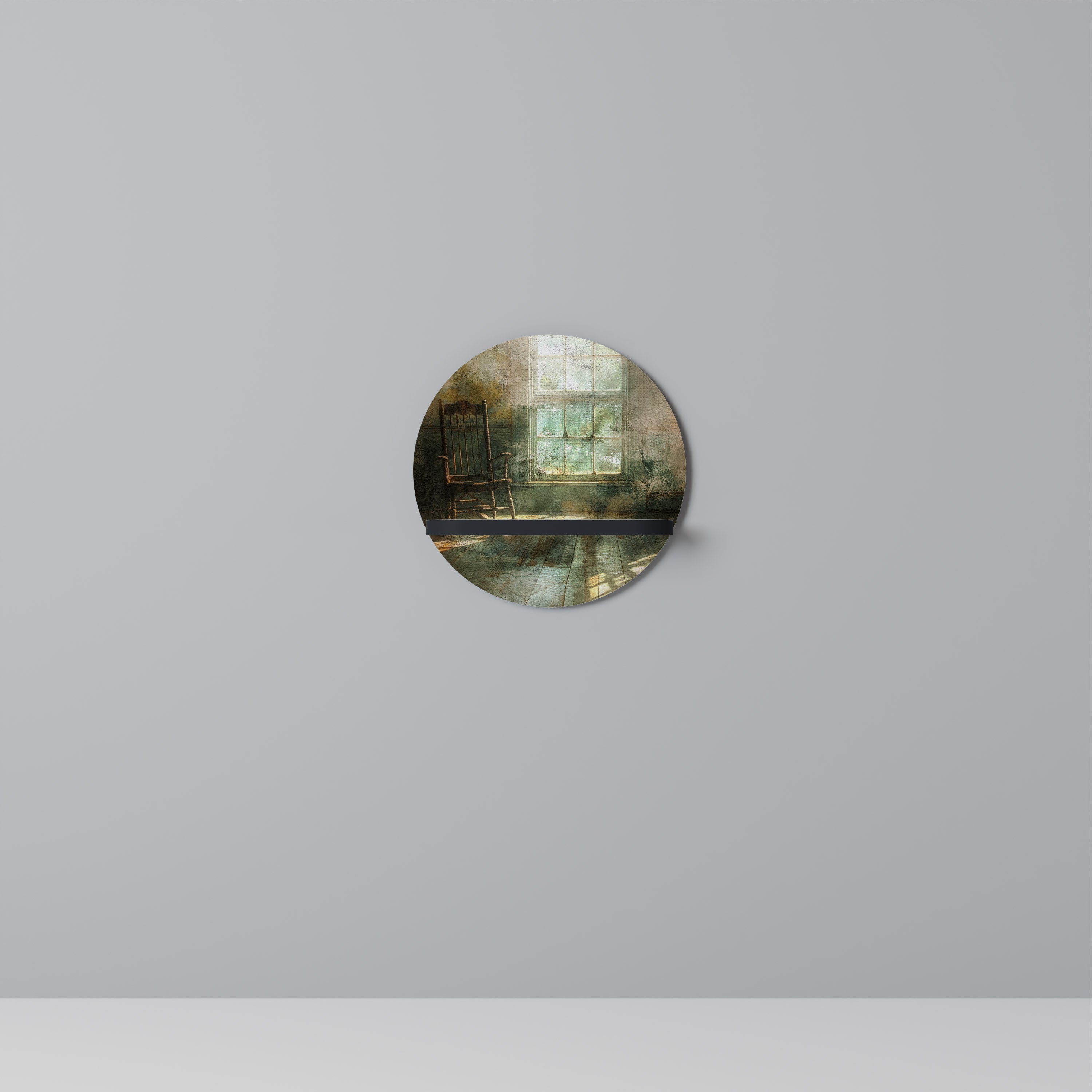 Étagère d'art ronde SUNLIT STILLNESS en finition noire