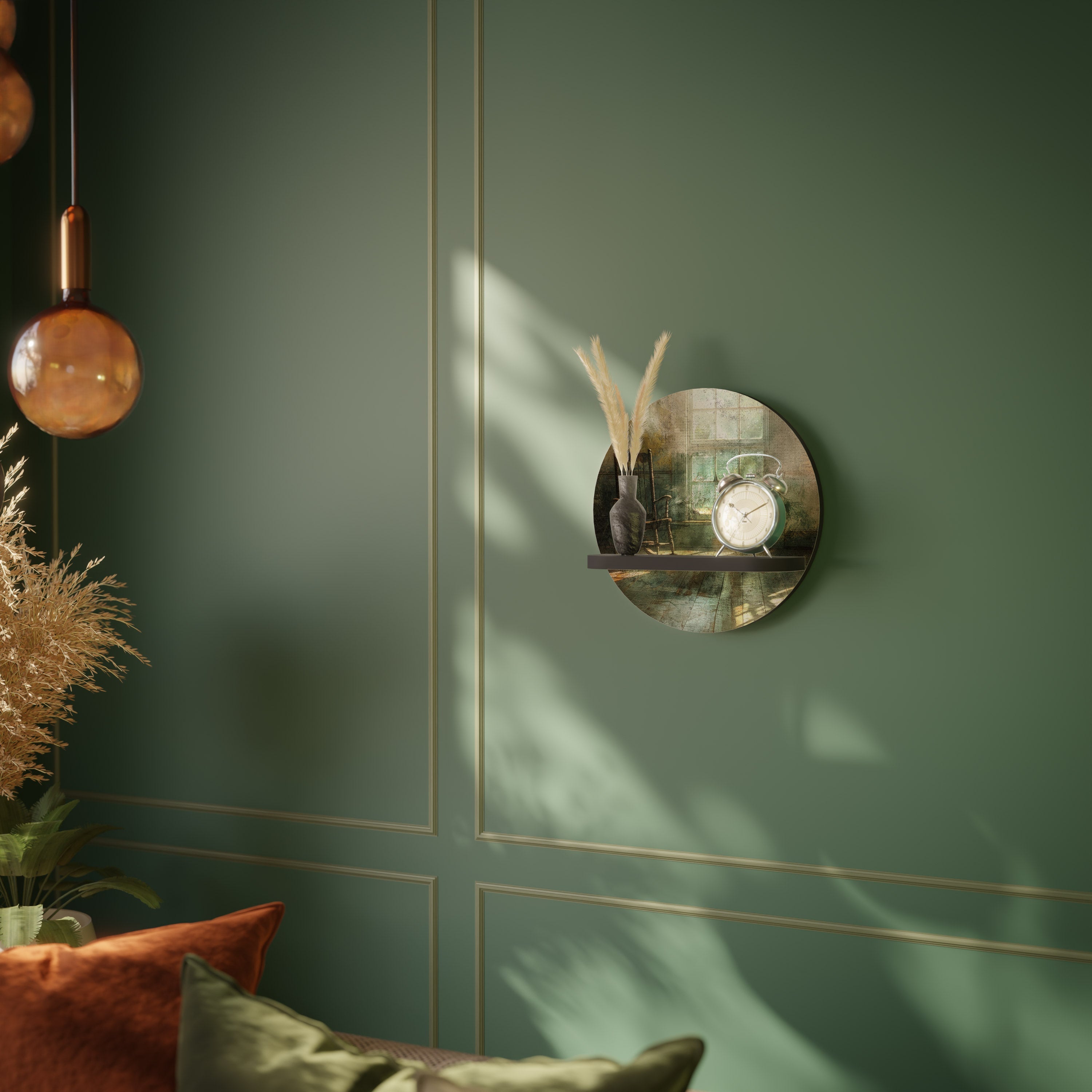 Étagère d'art ronde SUNLIT STILLNESS en finition noire