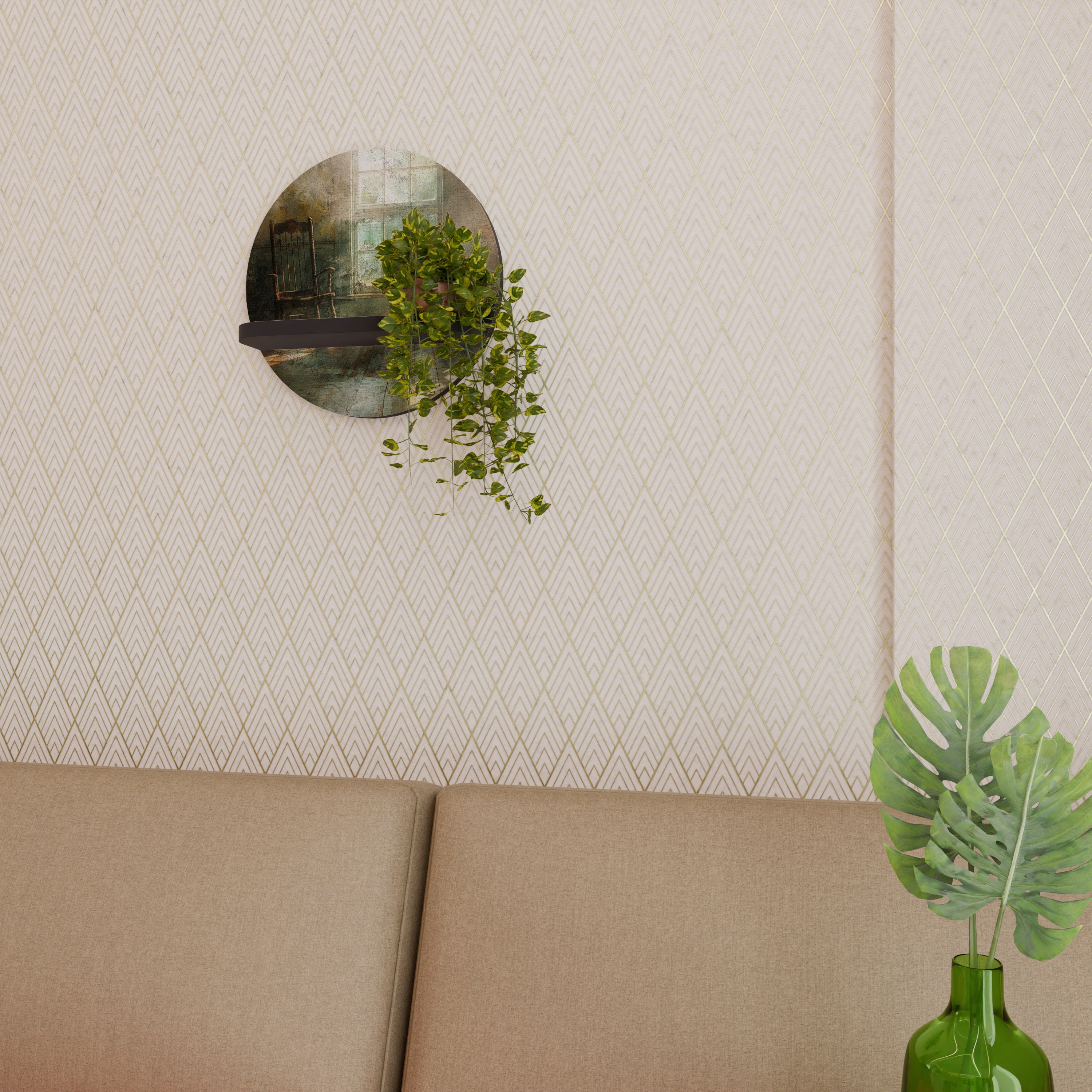 Étagère d'art ronde SUNLIT STILLNESS en finition noire