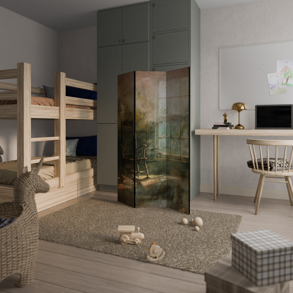 SUNLIT STILLNESS 3-Panel Room Divider