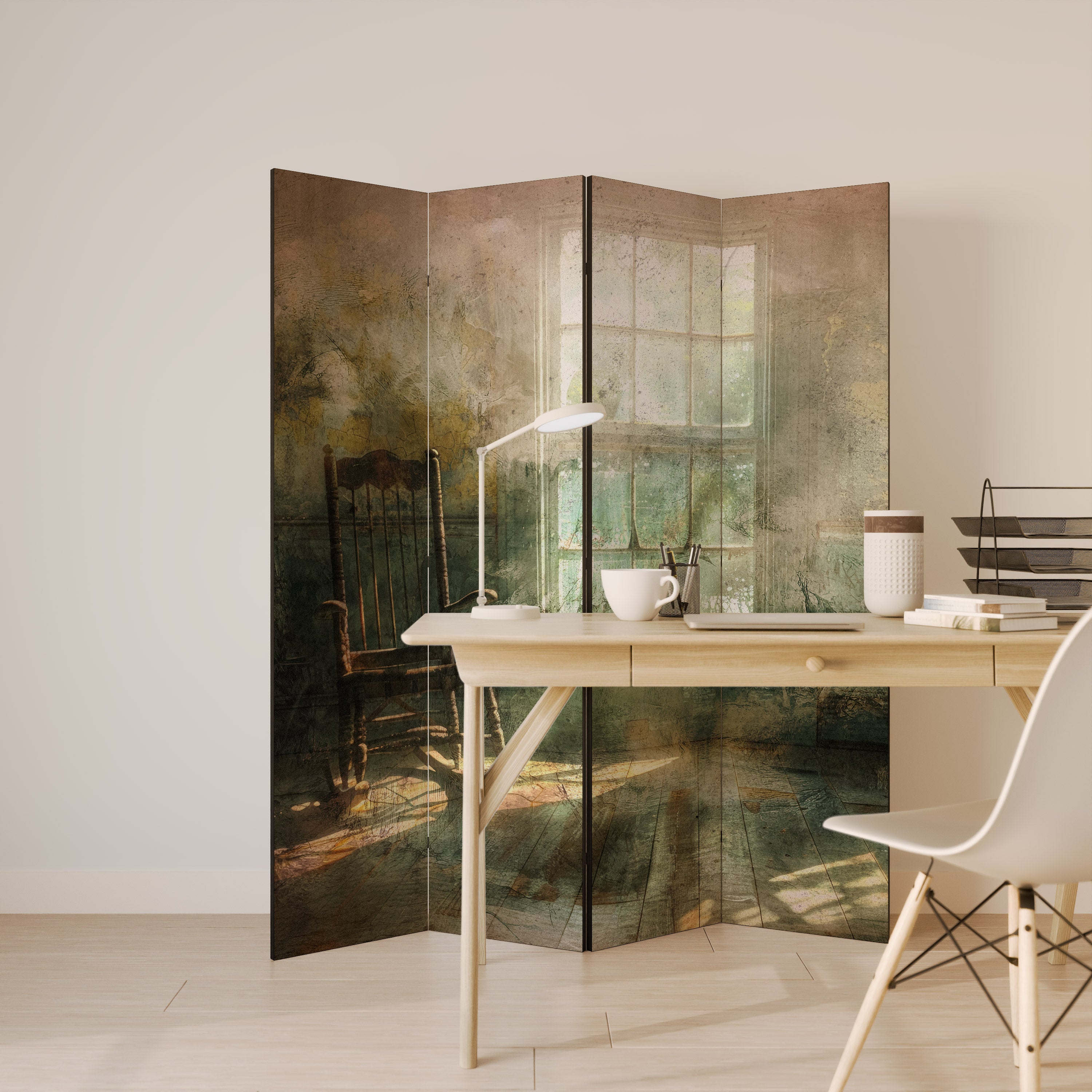 SUNLIT STILLNESS 4-Panel Room Divider