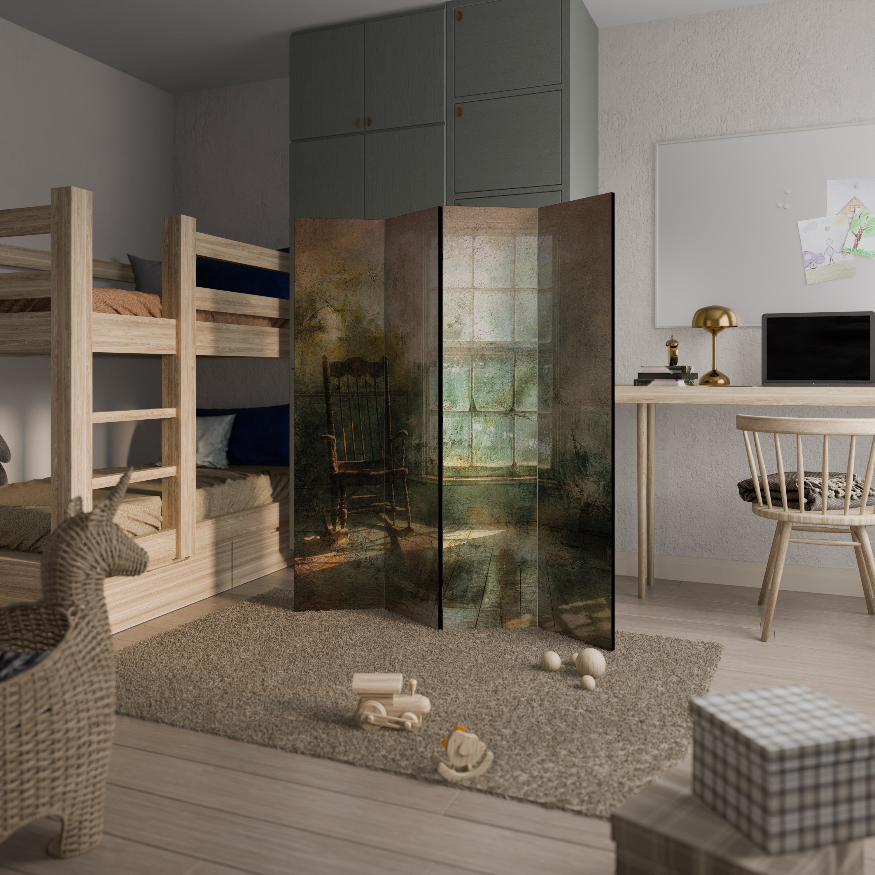 SUNLIT STILLNESS 4-Panel Room Divider