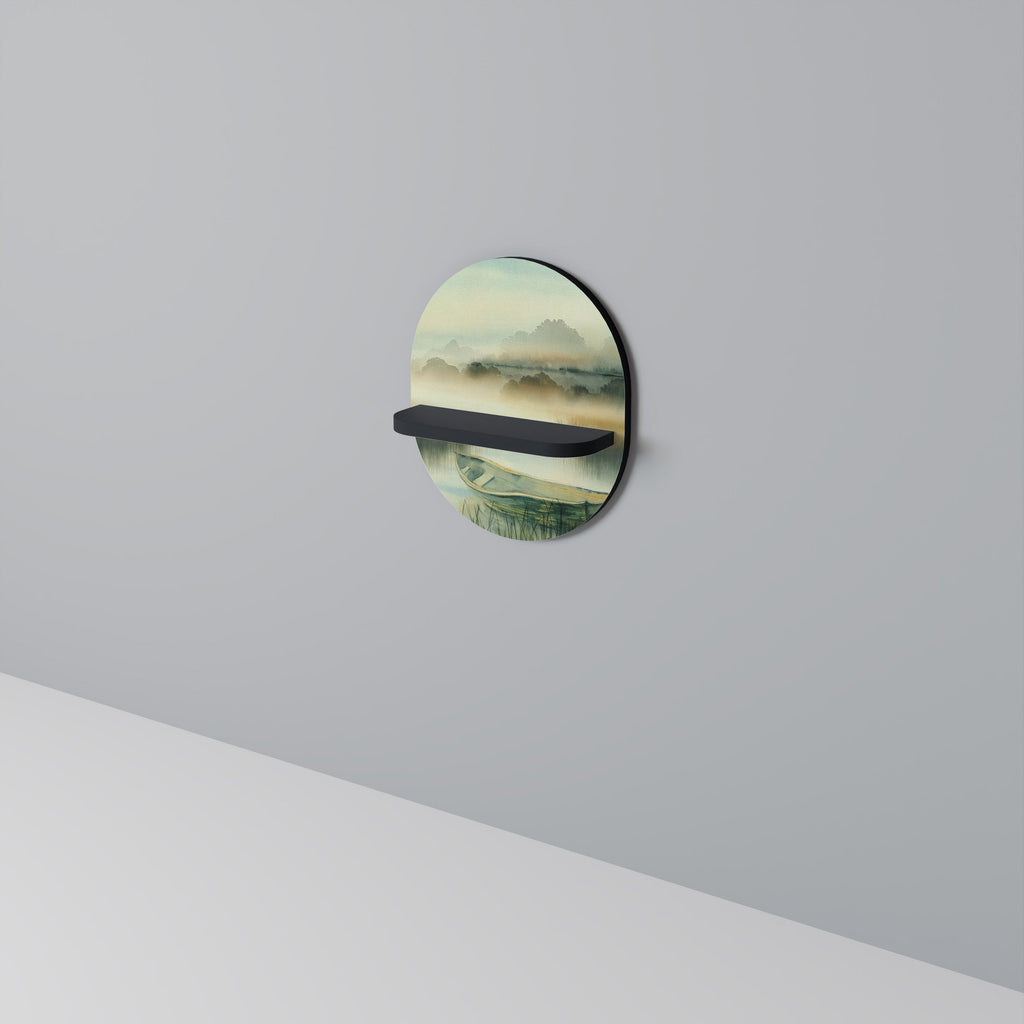 Étagère d'art ovale MORNING BY THE LAKE en finition noire