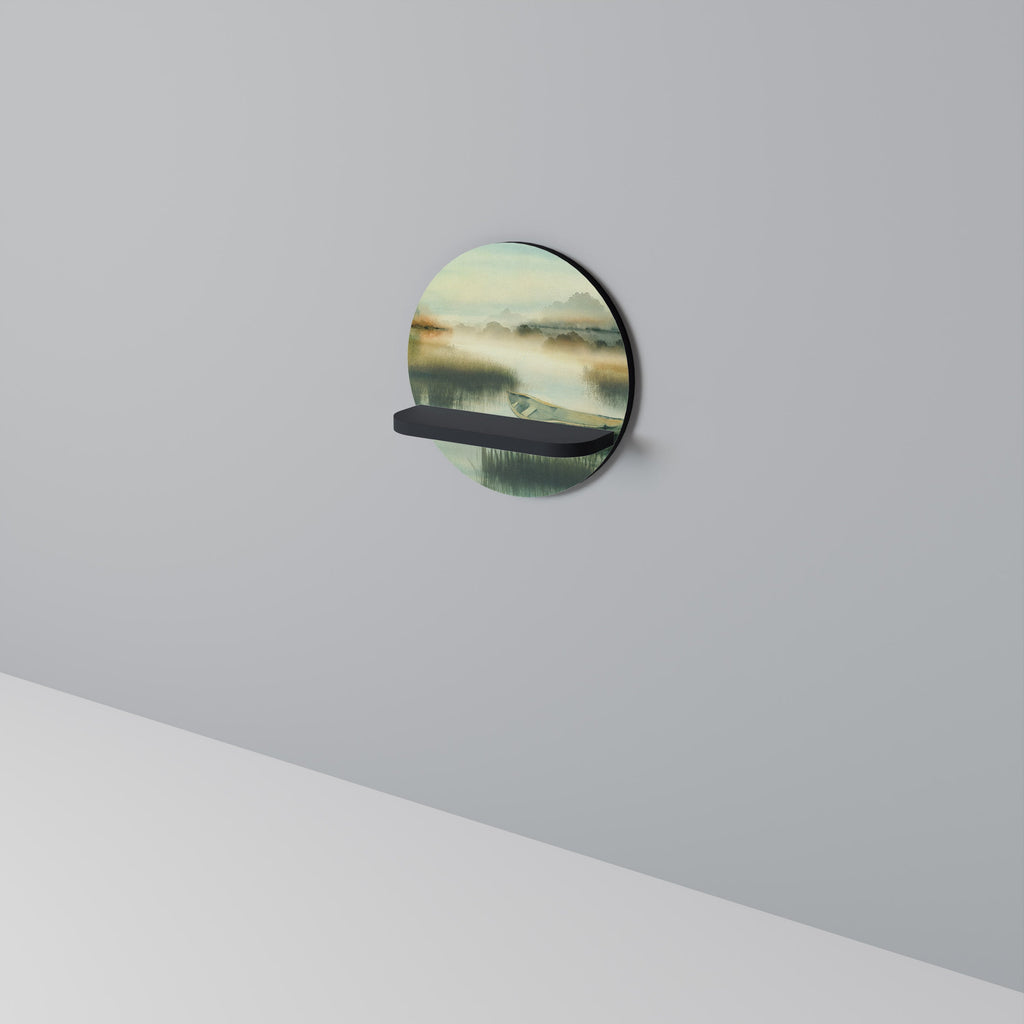 Étagère d'art ronde MORNING BY THE LAKE en finition noire