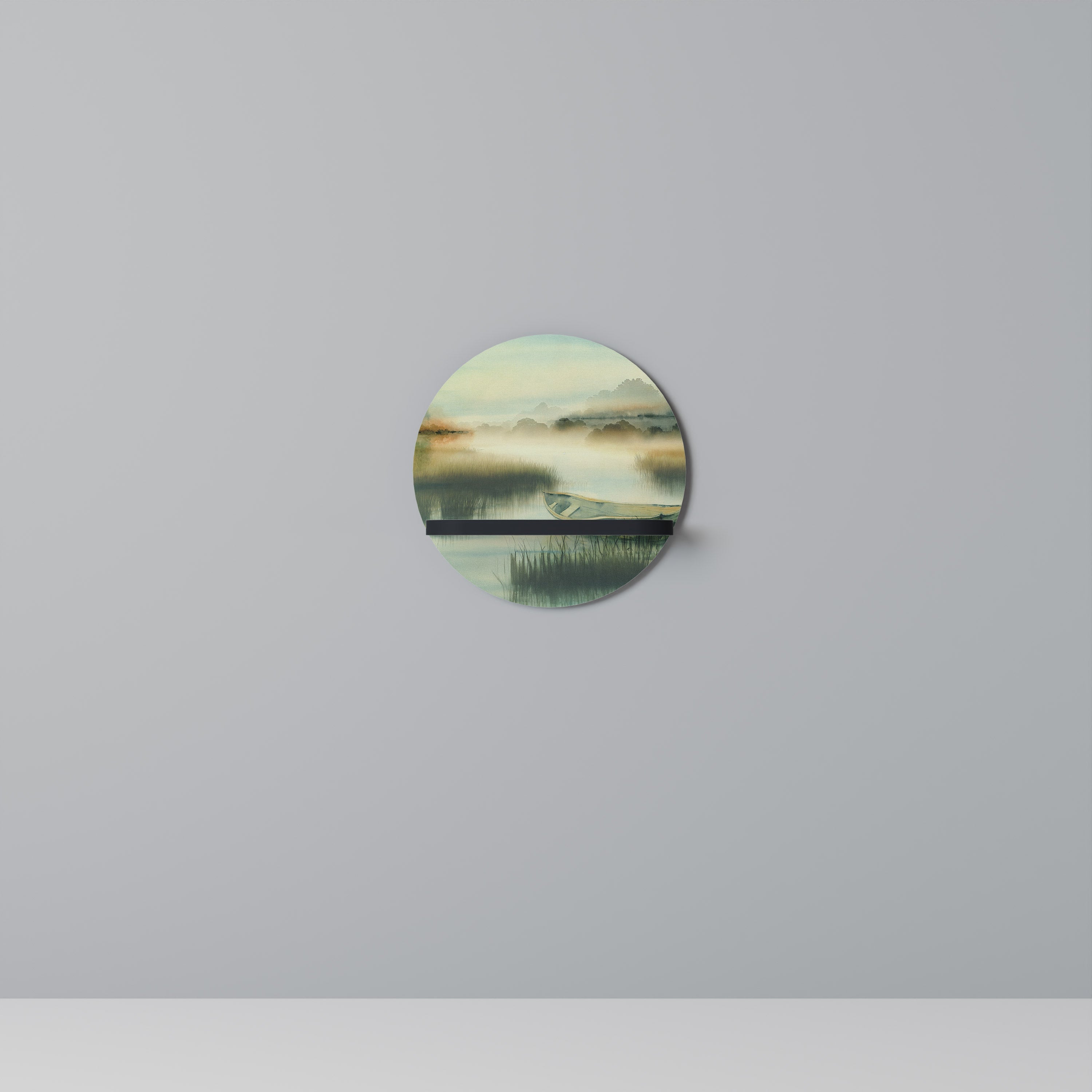 Étagère d'art ronde MORNING BY THE LAKE en finition noire