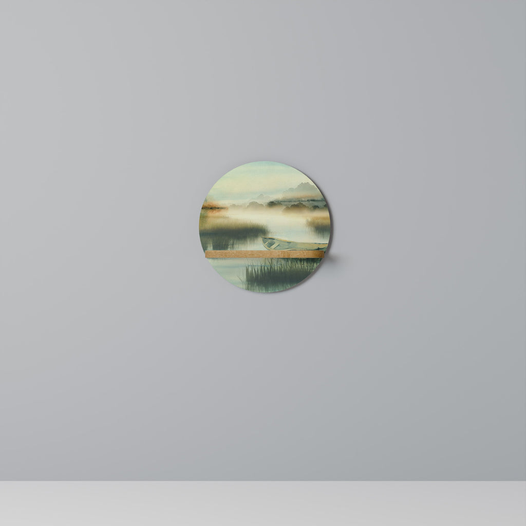 Étagère d'art ronde MORNING BY THE LAKE effet chêne