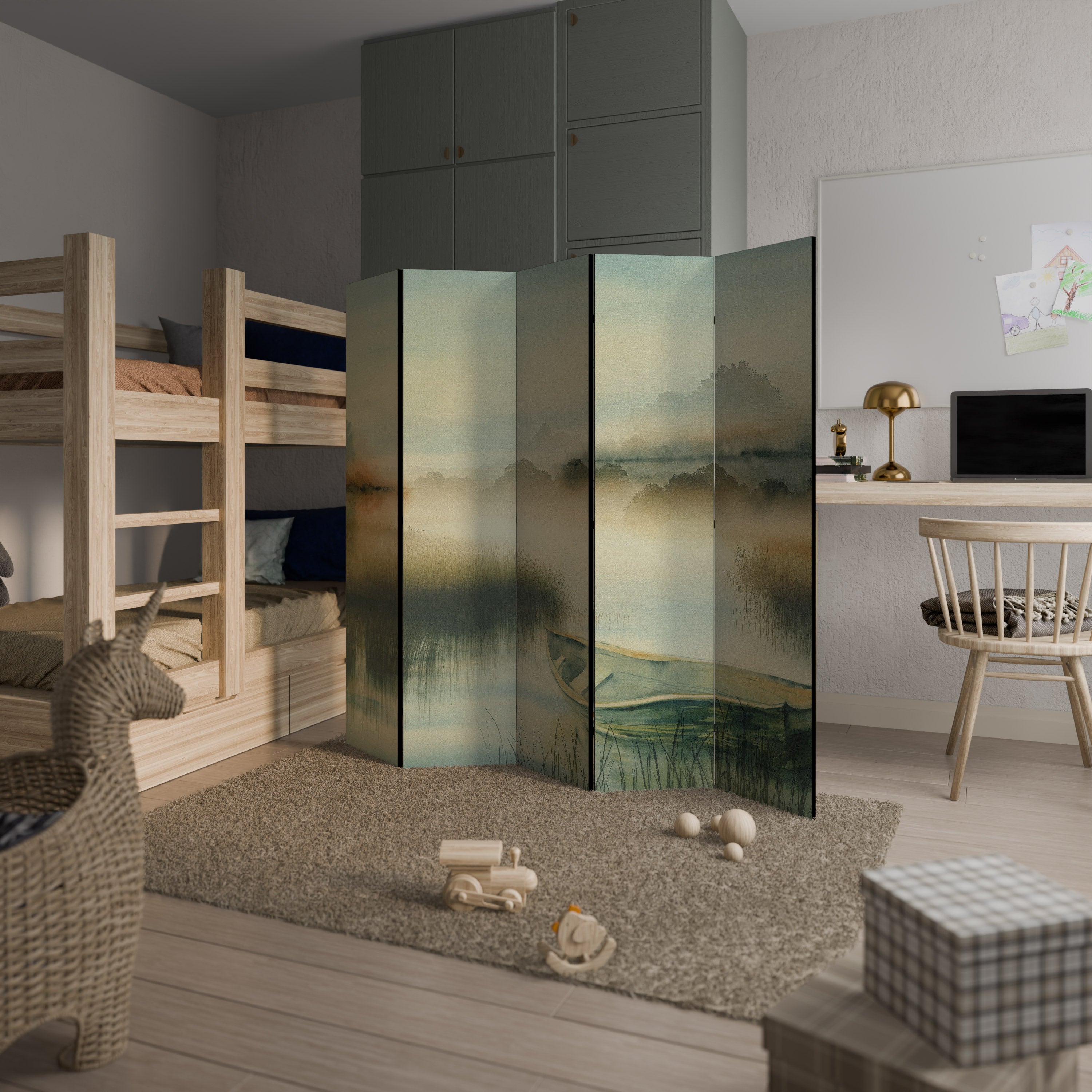 MORNING BY THE LAKE 5-Panel Room Divider
