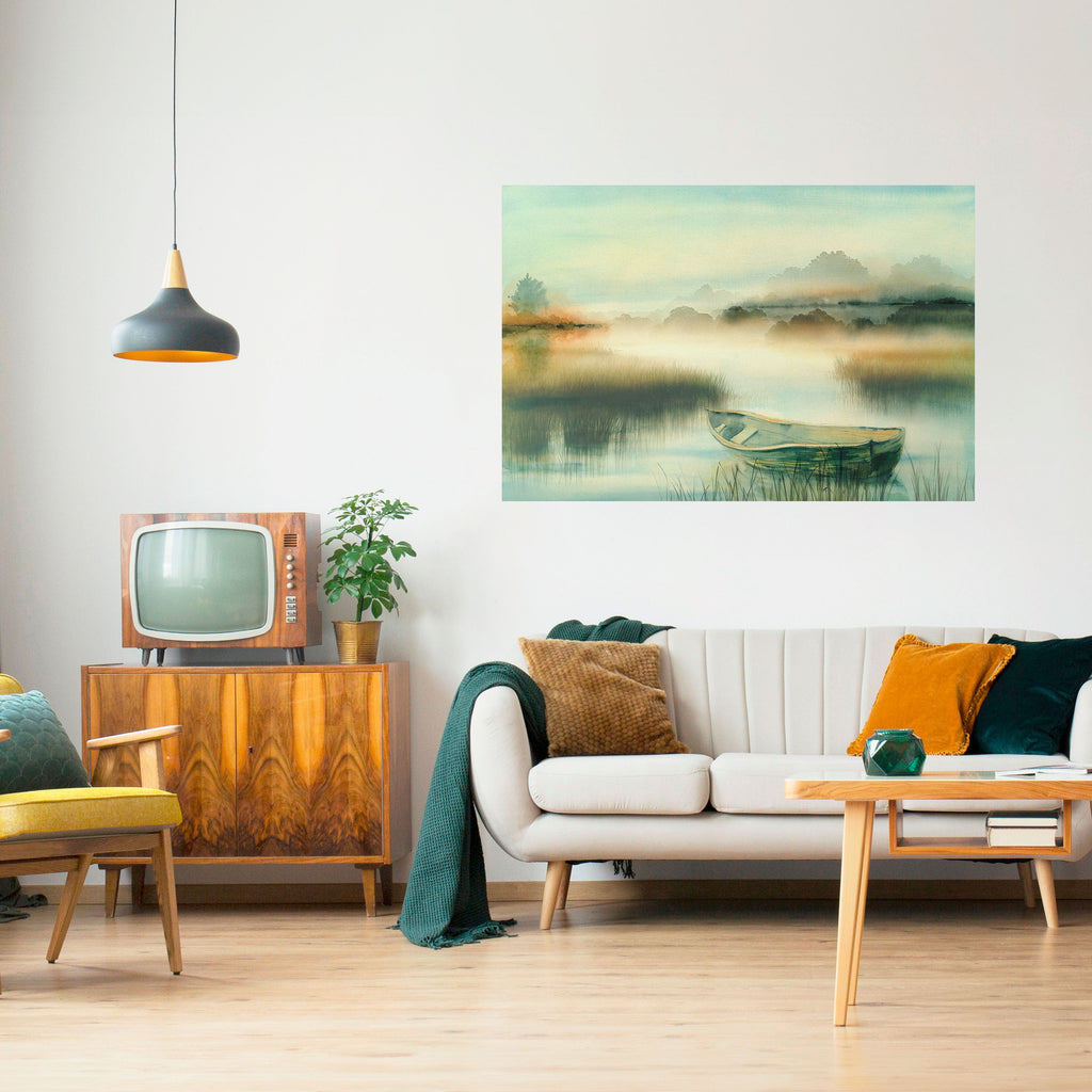 Affiche horizontale autocollante « MATIN AU BORD DU LAC »