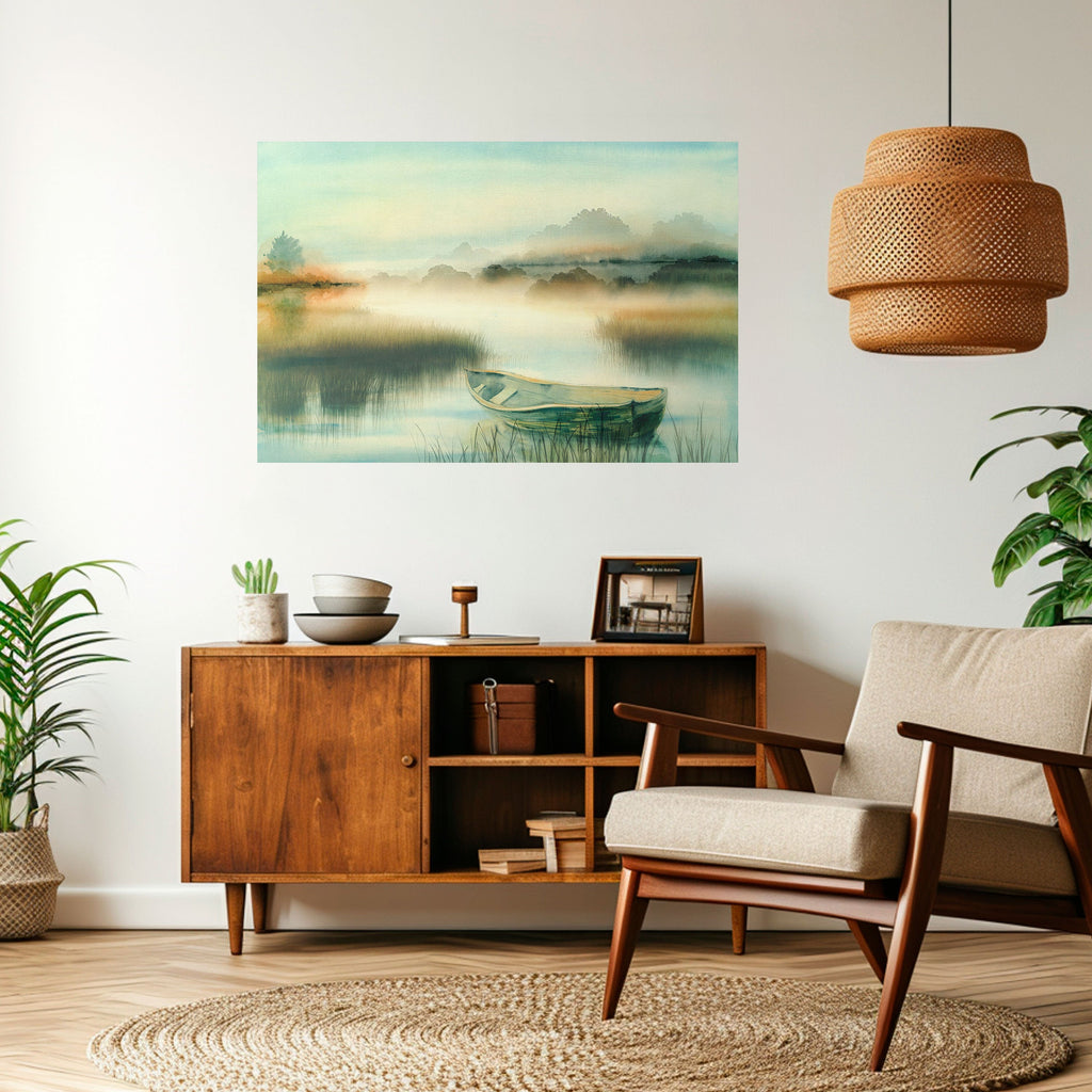 Affiche horizontale autocollante « MATIN AU BORD DU LAC »