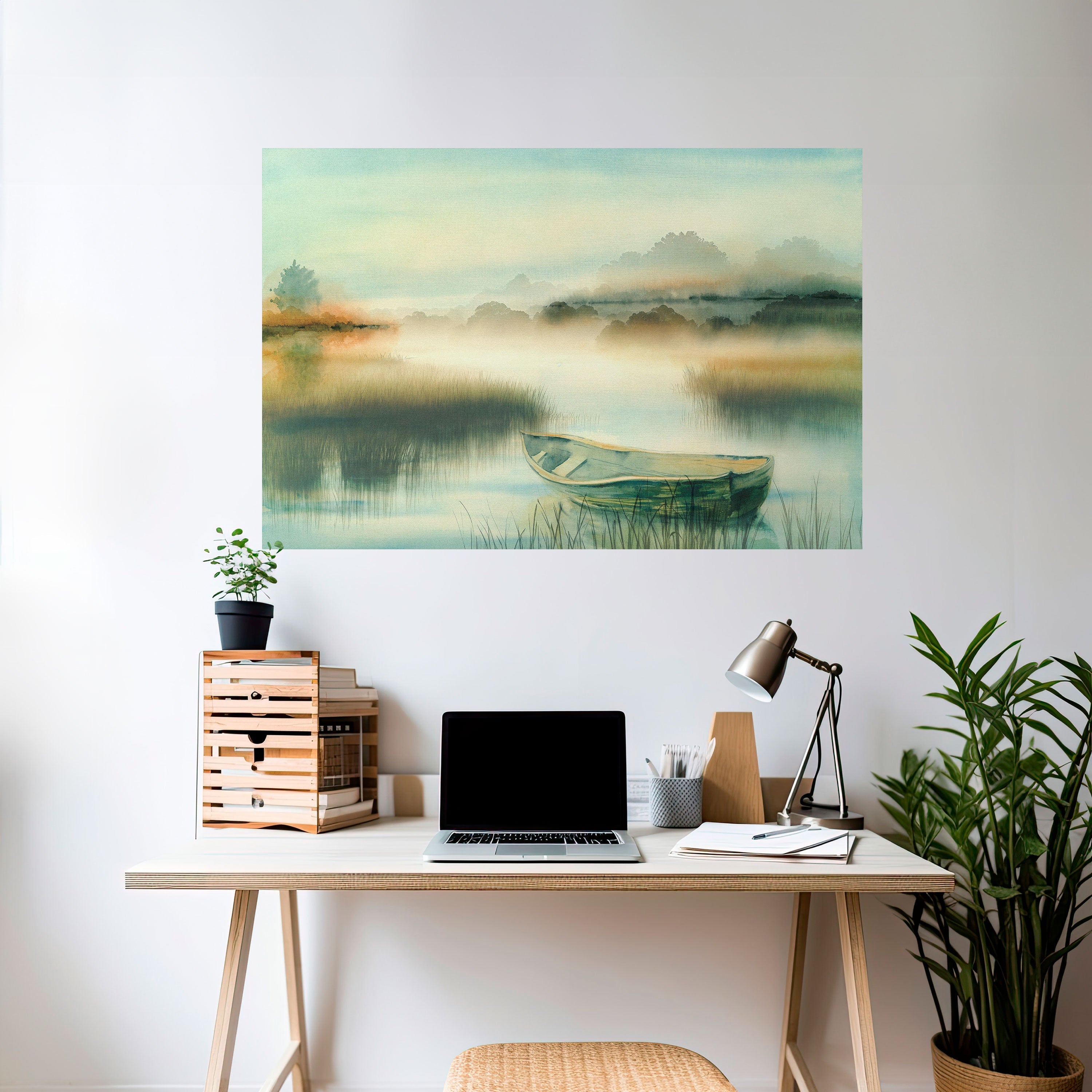 Affiche horizontale autocollante « MATIN AU BORD DU LAC »