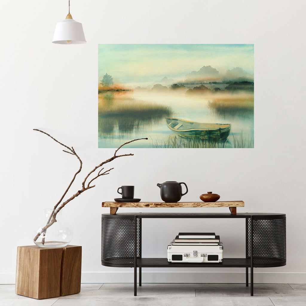 Affiche horizontale autocollante « MATIN AU BORD DU LAC »