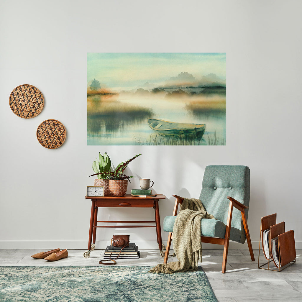 Affiche horizontale autocollante « MATIN AU BORD DU LAC »