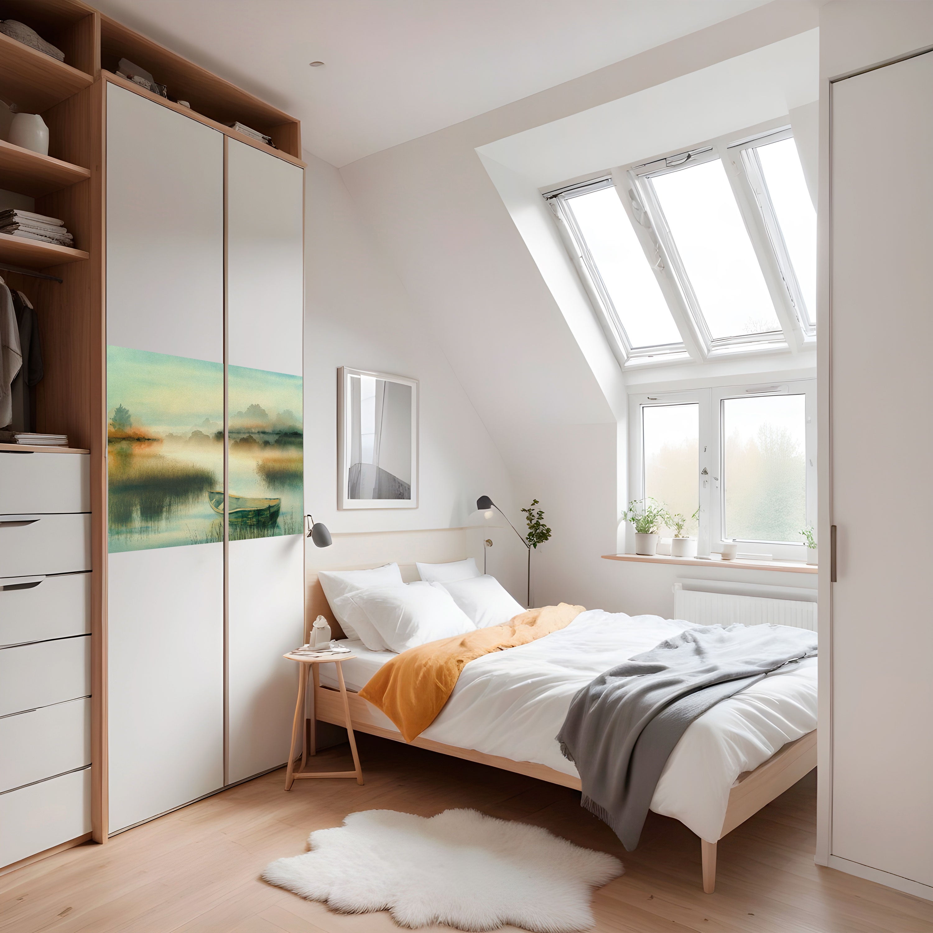 Affiche horizontale autocollante « MATIN AU BORD DU LAC »