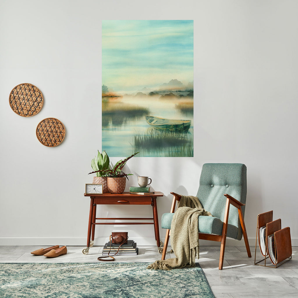 Affiche verticale autocollante « MATIN AU BORD DU LAC »