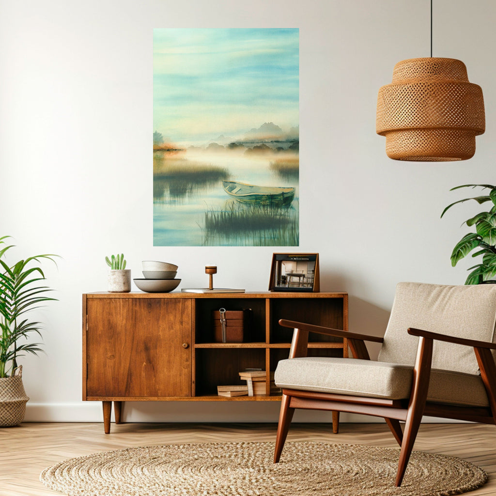 Affiche verticale autocollante « MATIN AU BORD DU LAC »