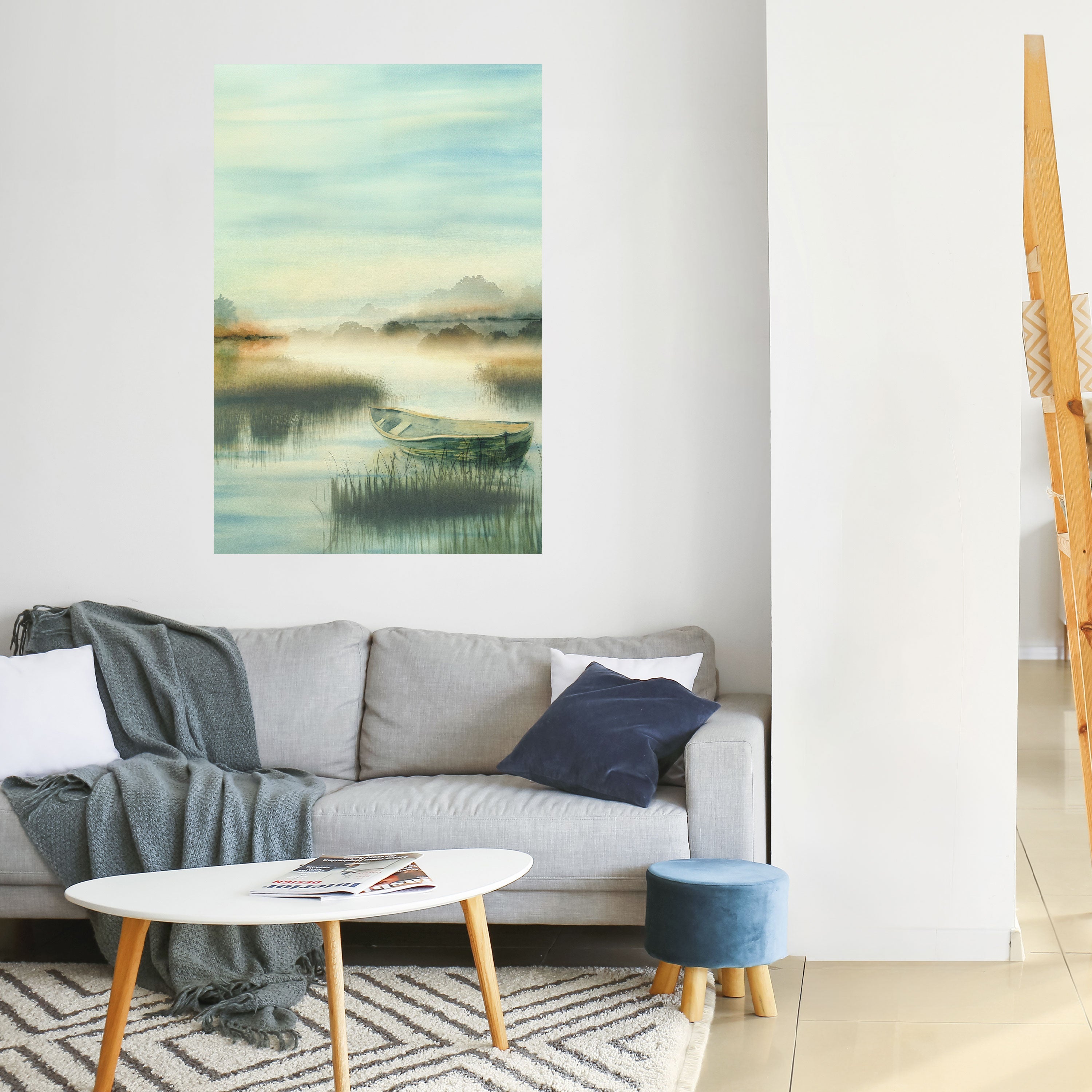 Affiche verticale autocollante « MATIN AU BORD DU LAC »