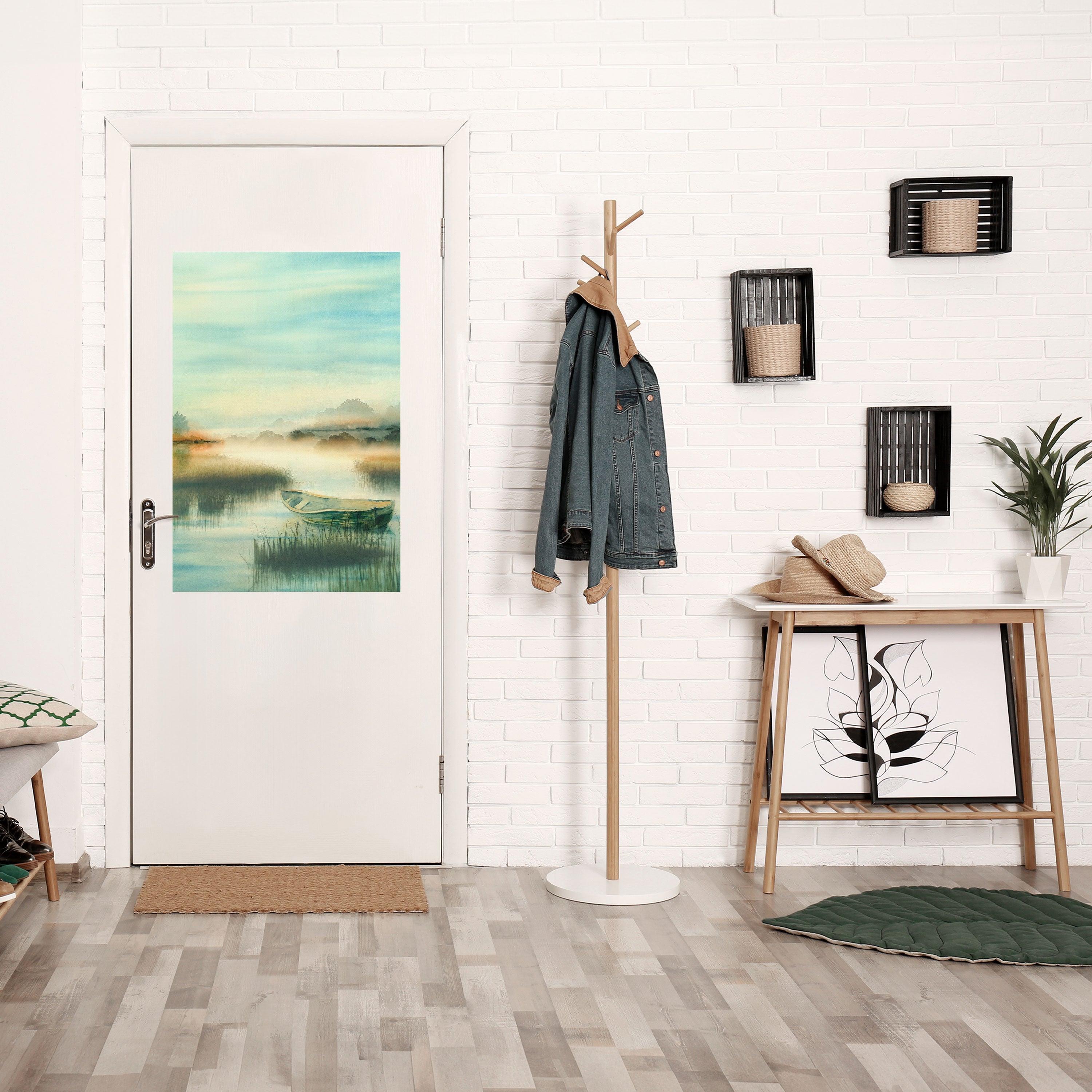 Affiche verticale autocollante « MATIN AU BORD DU LAC »