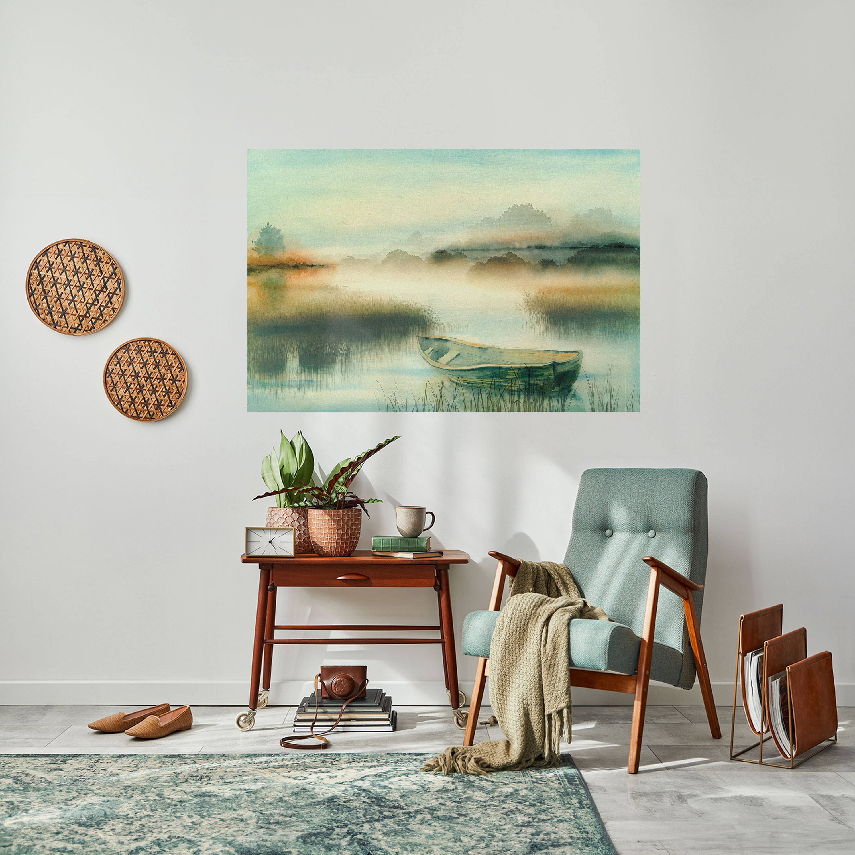 Affiche horizontale autocollante « MATIN AU BORD DU LAC »