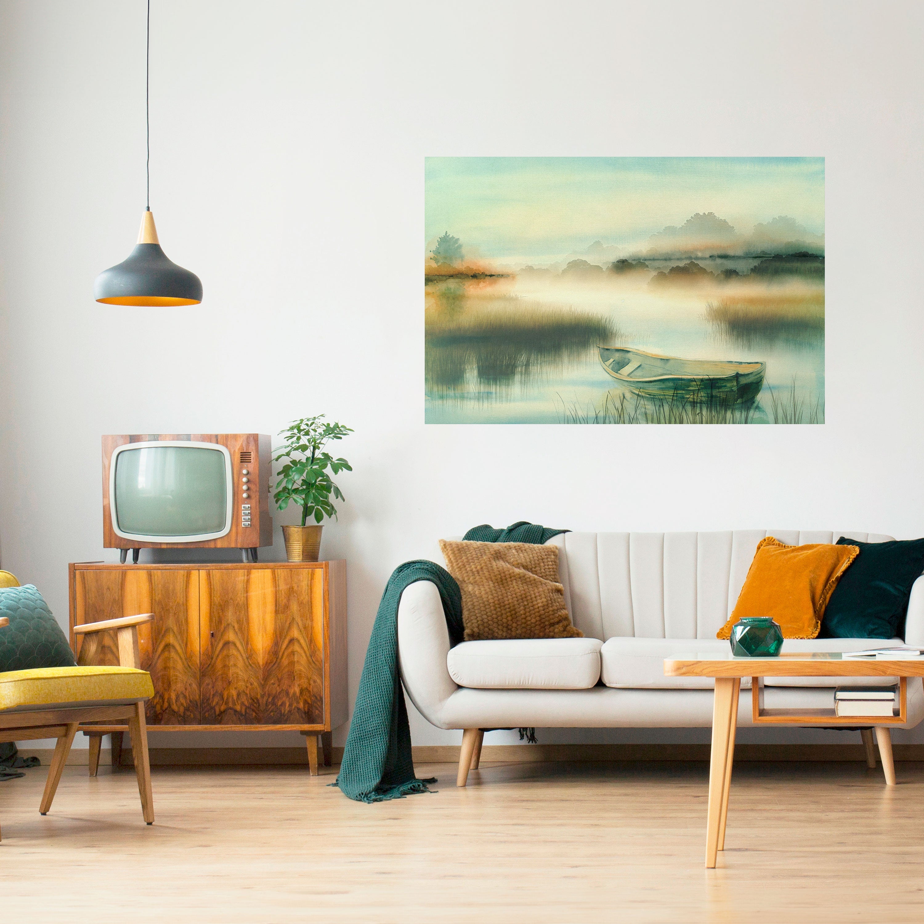 Affiche horizontale autocollante « MATIN AU BORD DU LAC »