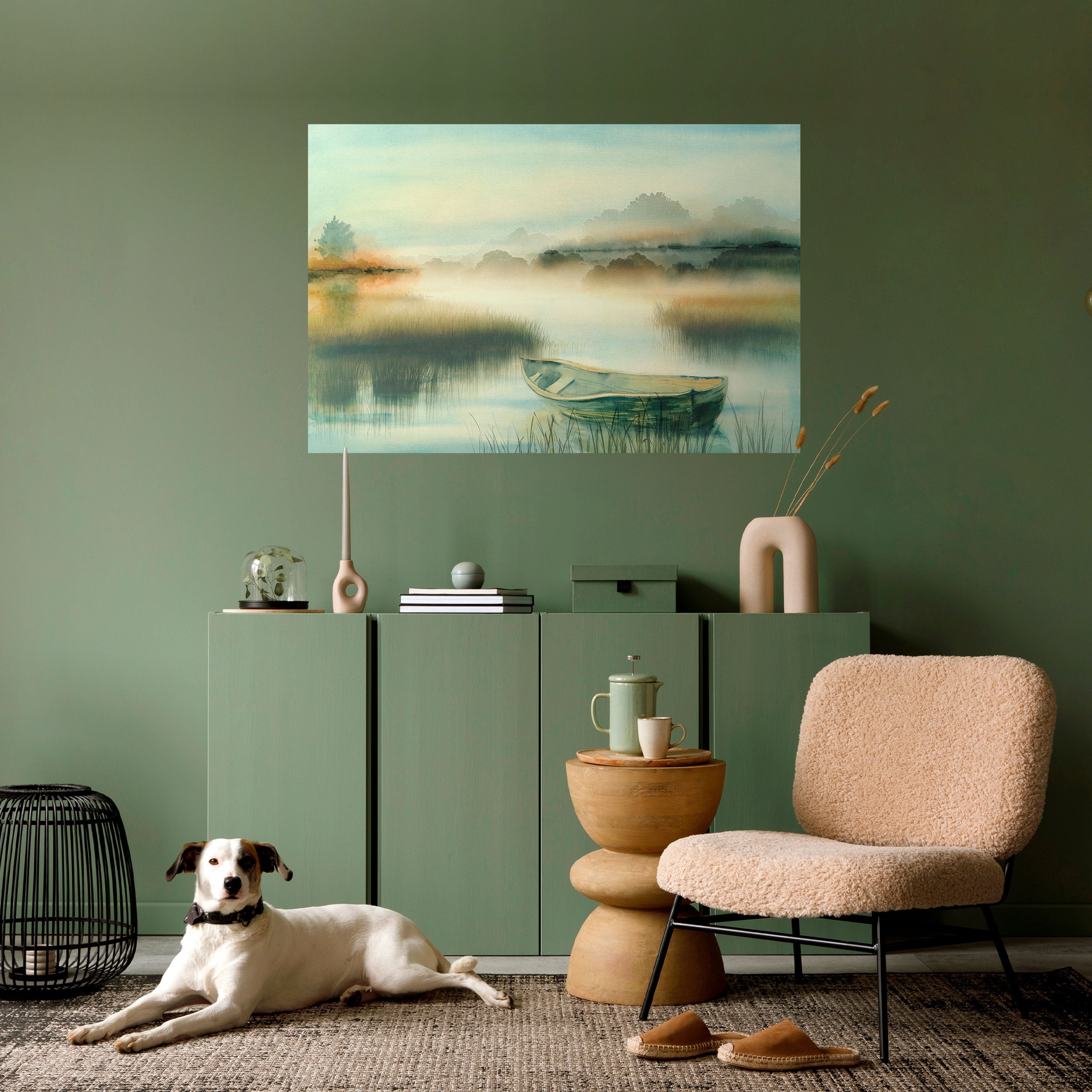 Affiche horizontale autocollante « MATIN AU BORD DU LAC »