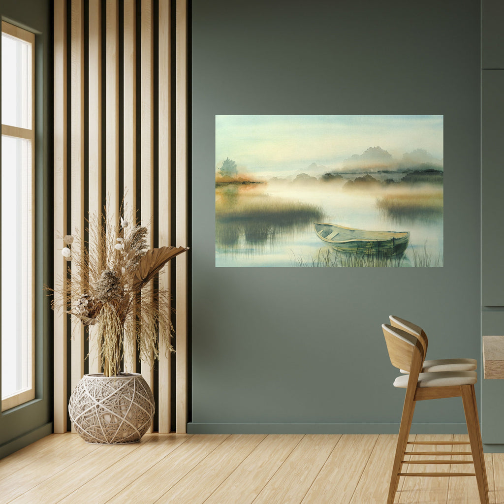 Affiche horizontale autocollante « MATIN AU BORD DU LAC »