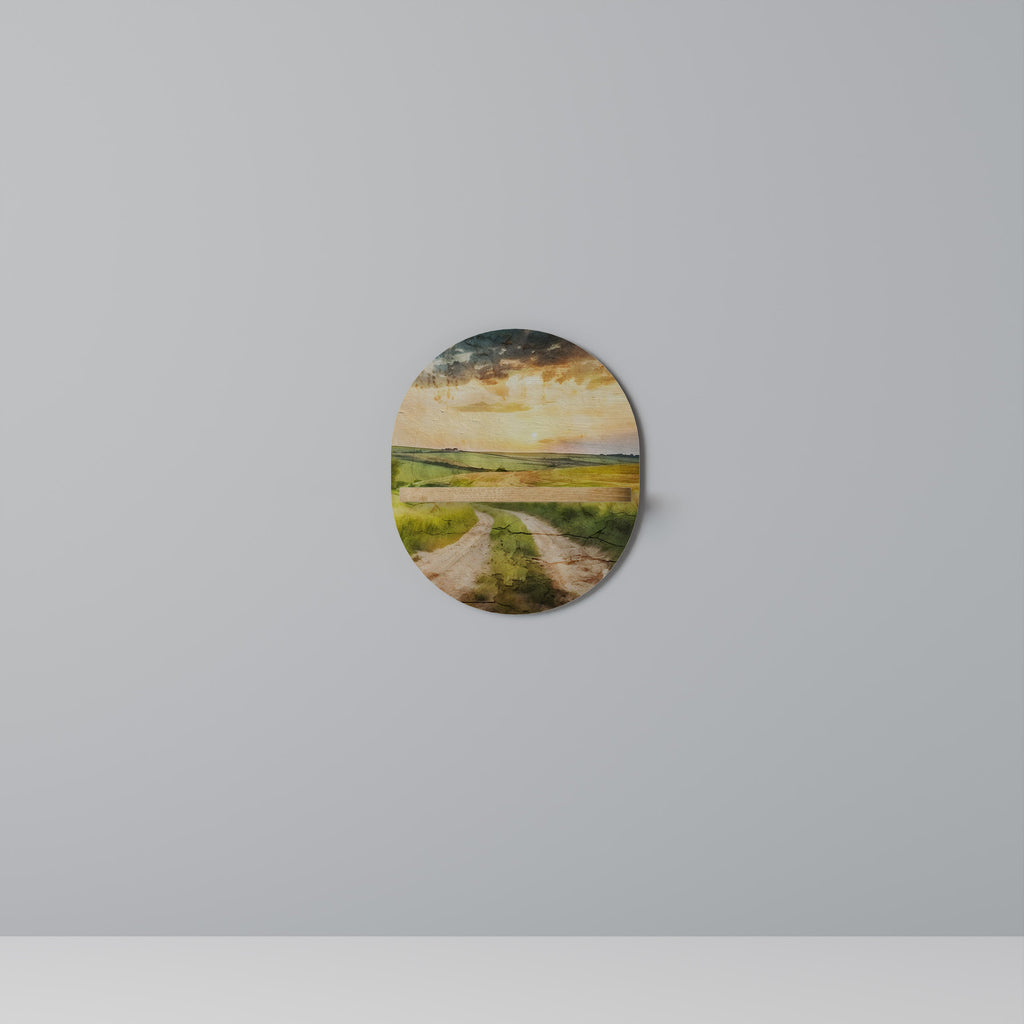 Étagère d'art ovale SUNSET PATH effet chêne