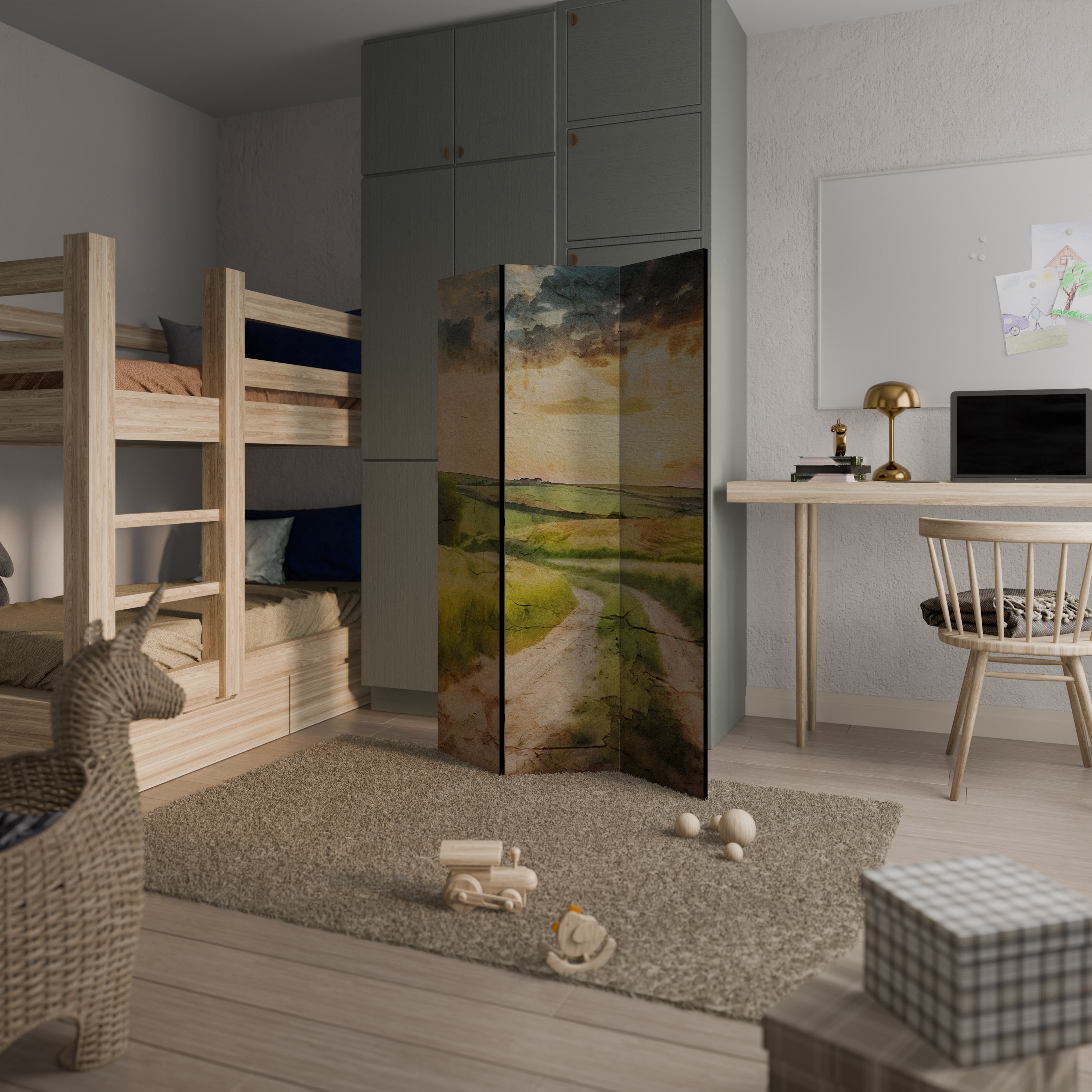 Paravent décoratif à 3 panneaux SUNSET PATH