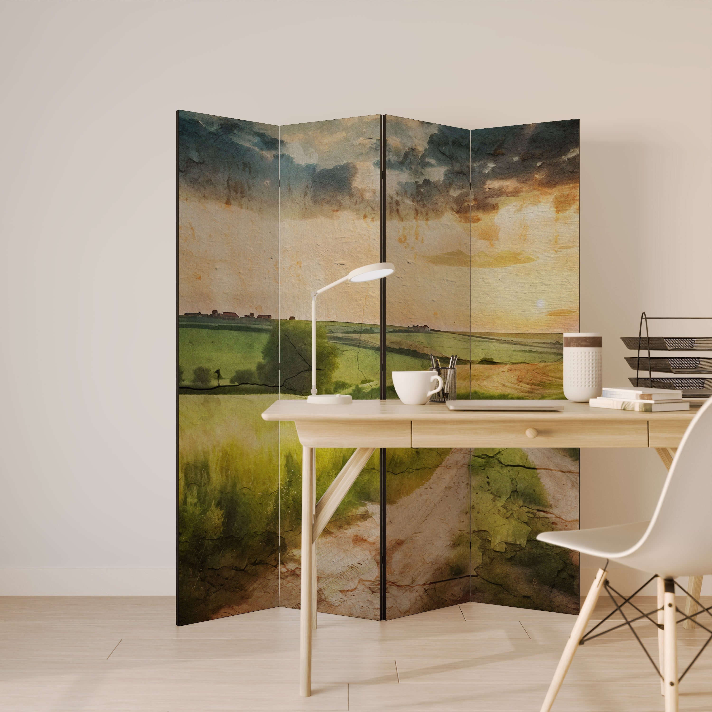 Paravent décoratif à 4 panneaux SUNSET PATH