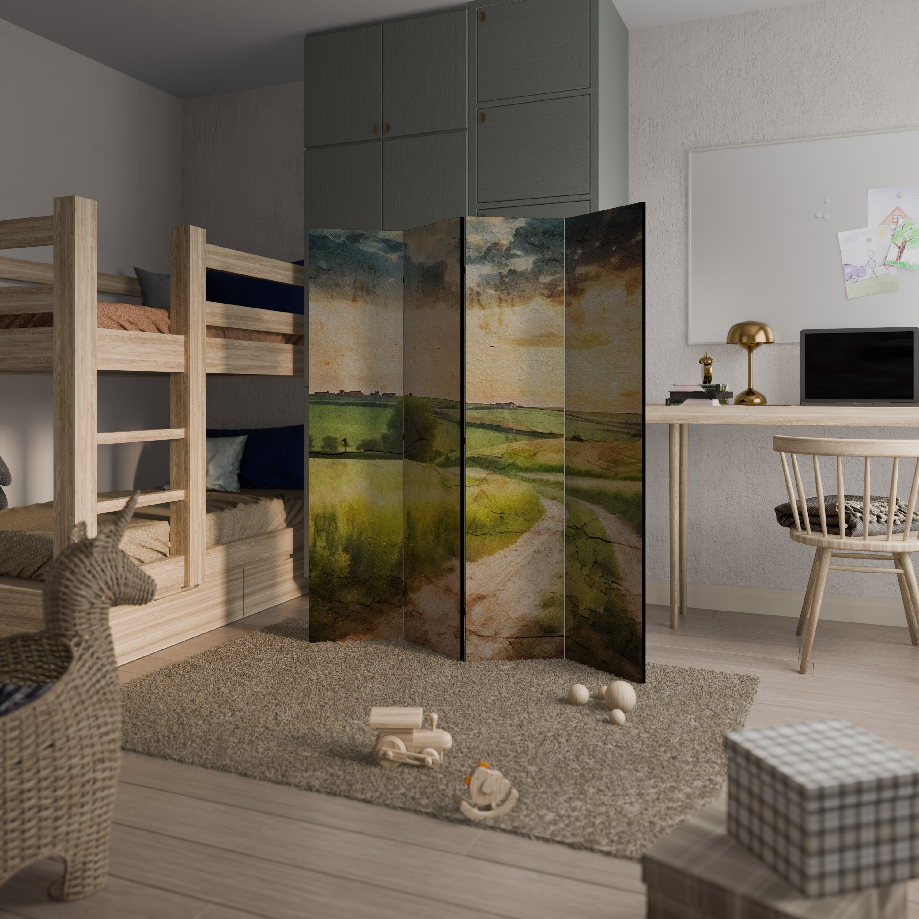 Paravent décoratif à 4 panneaux SUNSET PATH