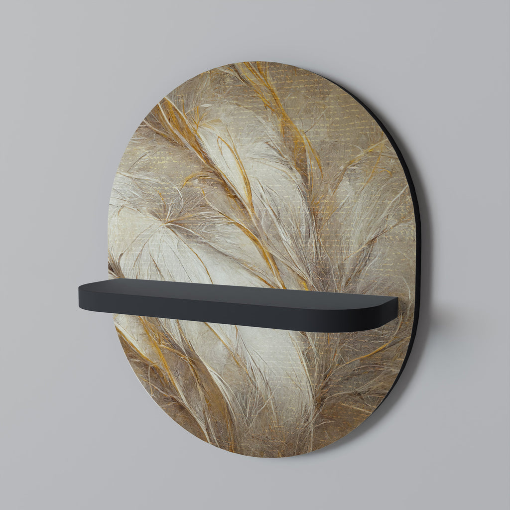 SOFT PLUMAGE Oval Art Shelf In Black Finish