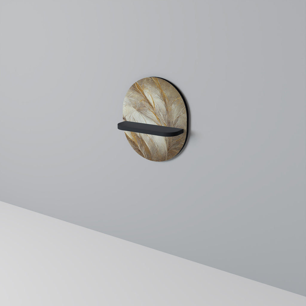 SOFT PLUMAGE Oval Art Shelf In Black Finish