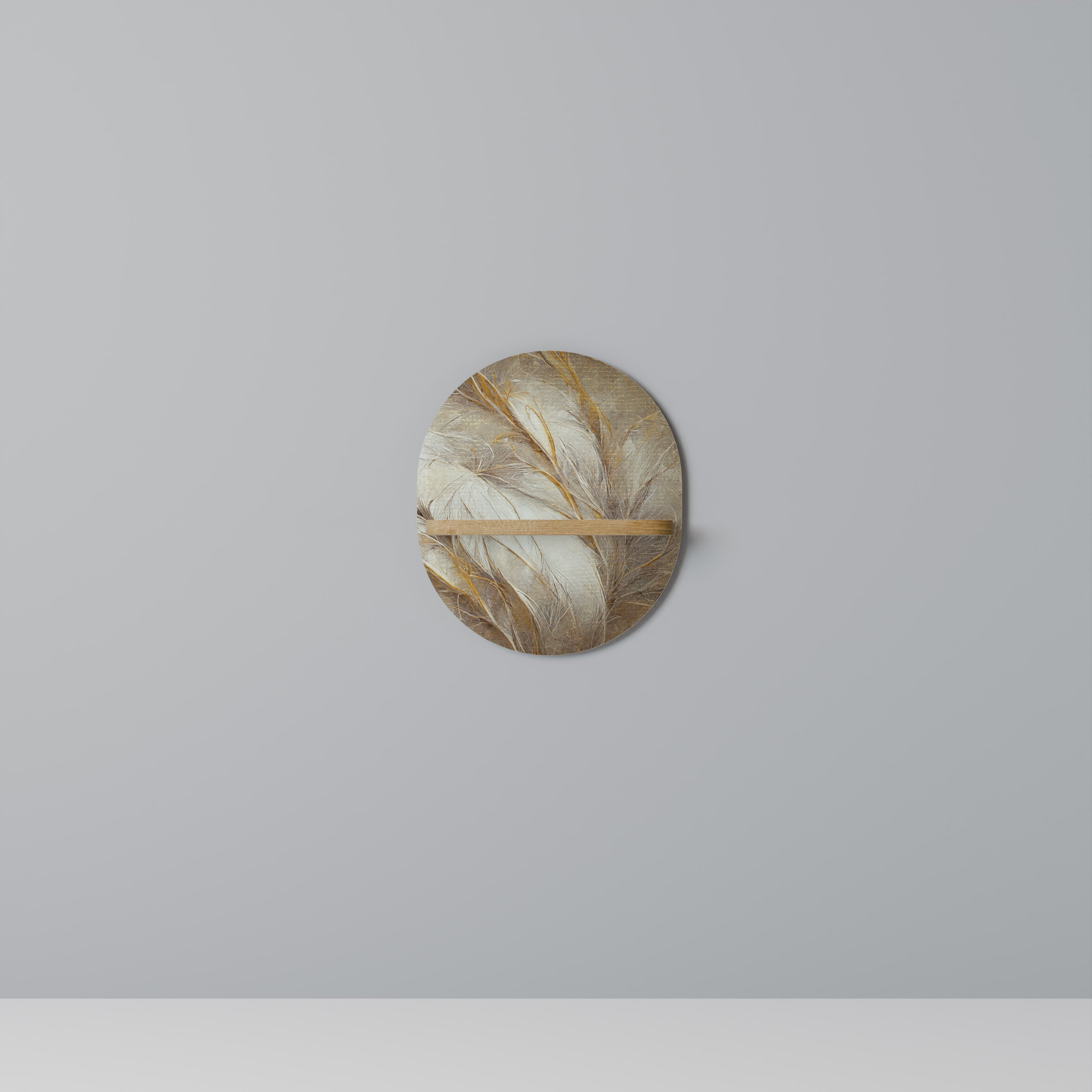 Étagère d'art ovale SOFT PLUMAGE effet chêne