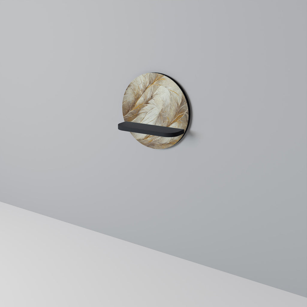 Étagère d'art ronde SOFT PLUMAGE en finition noire