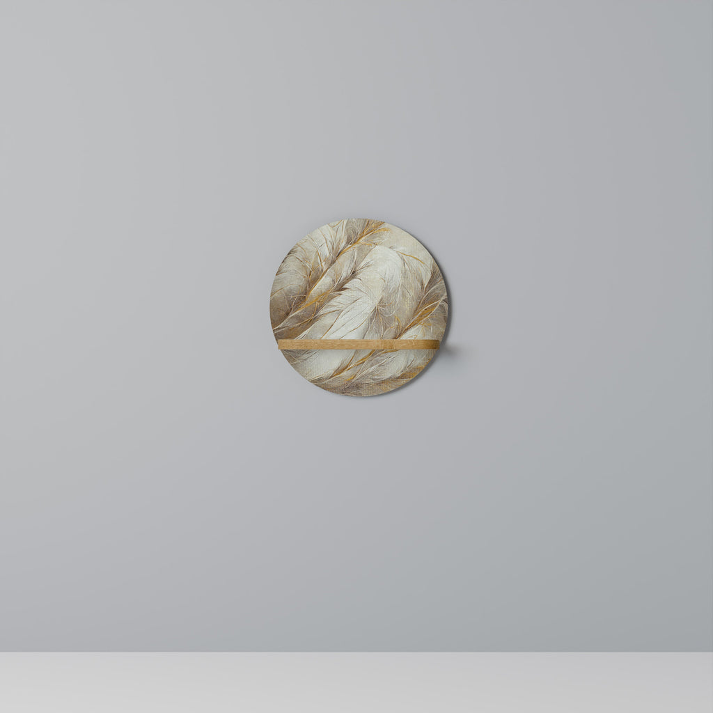 Étagère d'art ronde SOFT PLUMAGE effet chêne