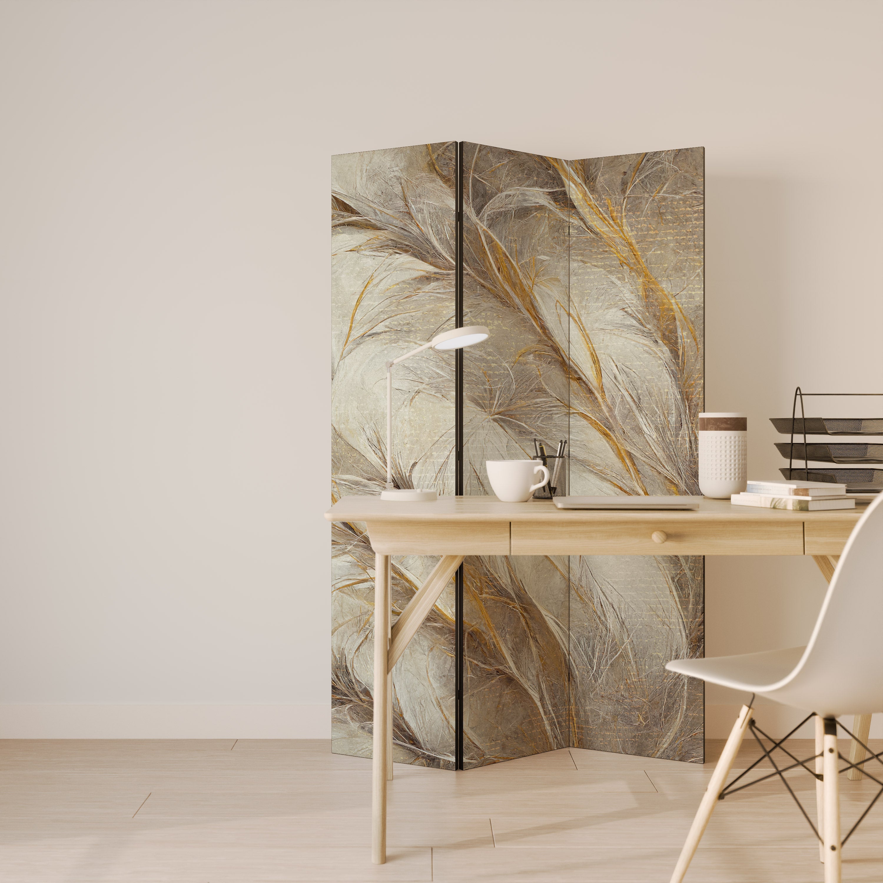 Paravent décoratif à 3 panneaux SOFT PLUMAGE