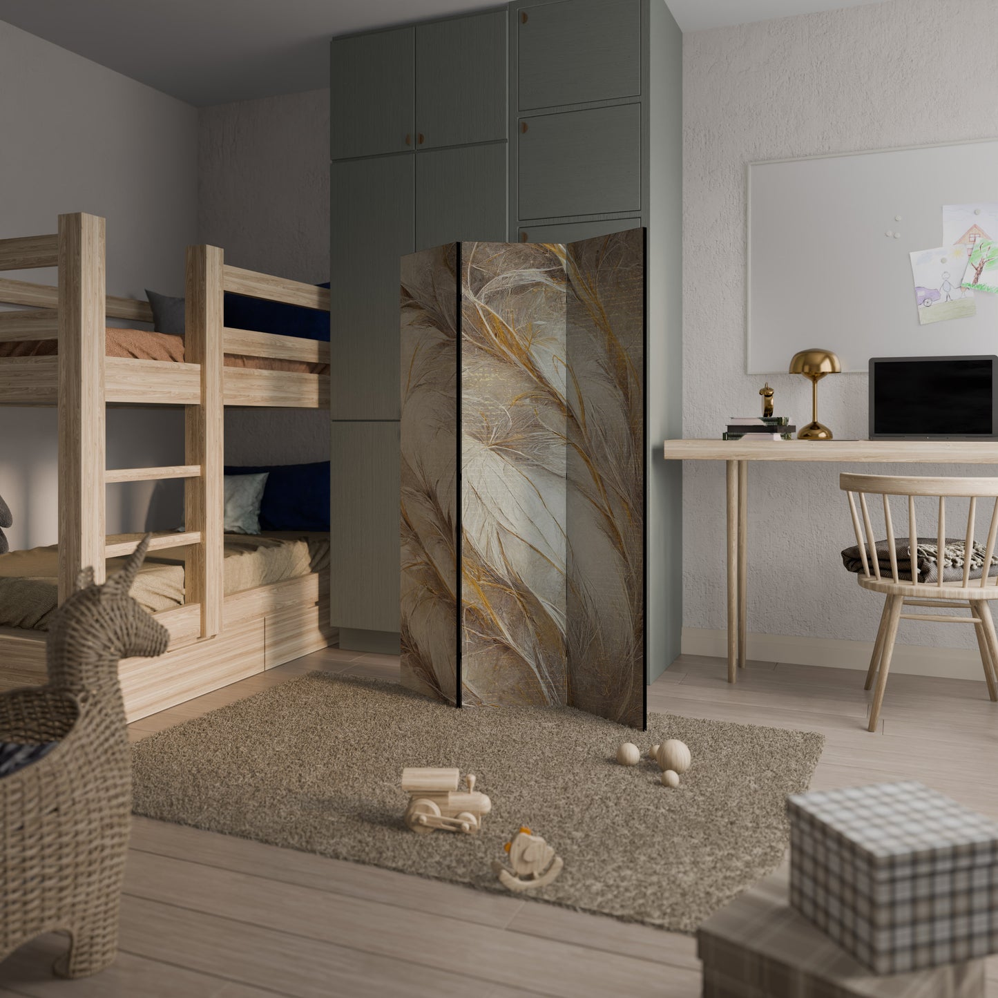 SOFT PLUMAGE 3-Panel Room Divider