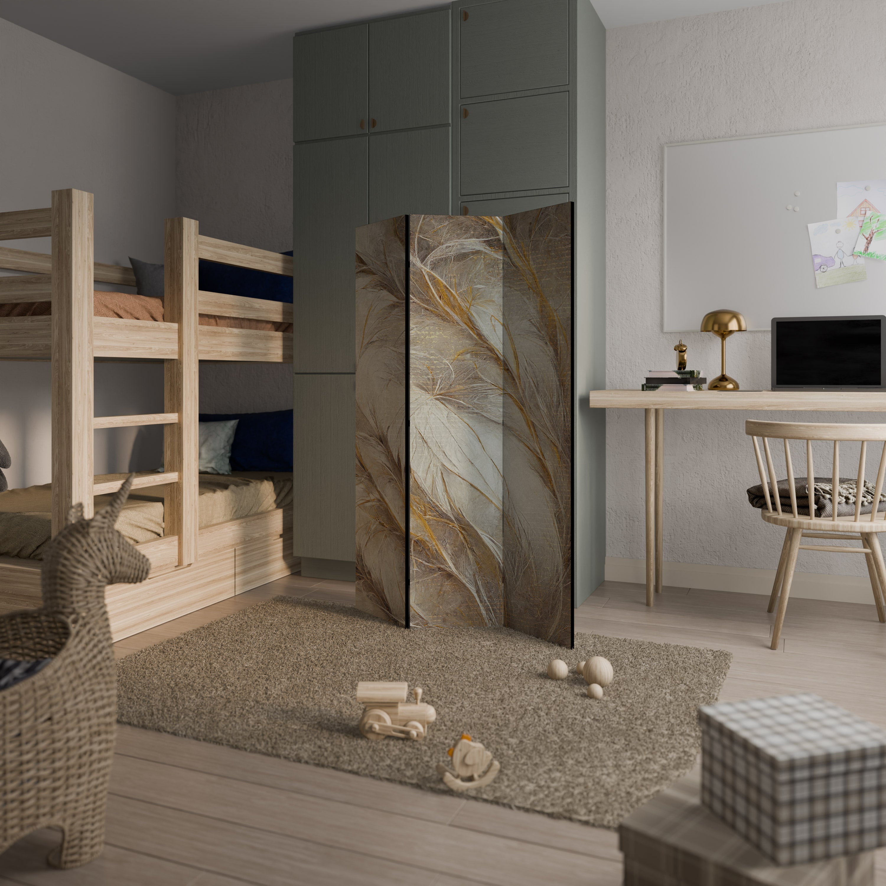 Paravent décoratif à 3 panneaux SOFT PLUMAGE