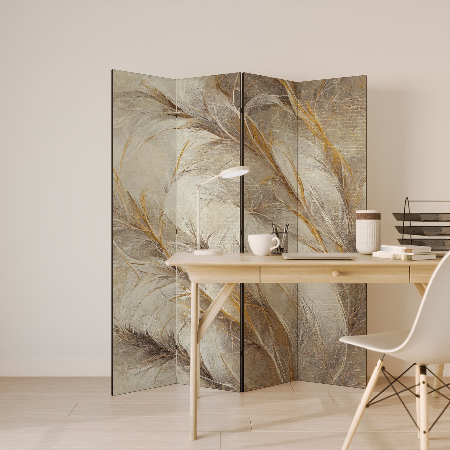 SOFT PLUMAGE 4-Panel Room Divider