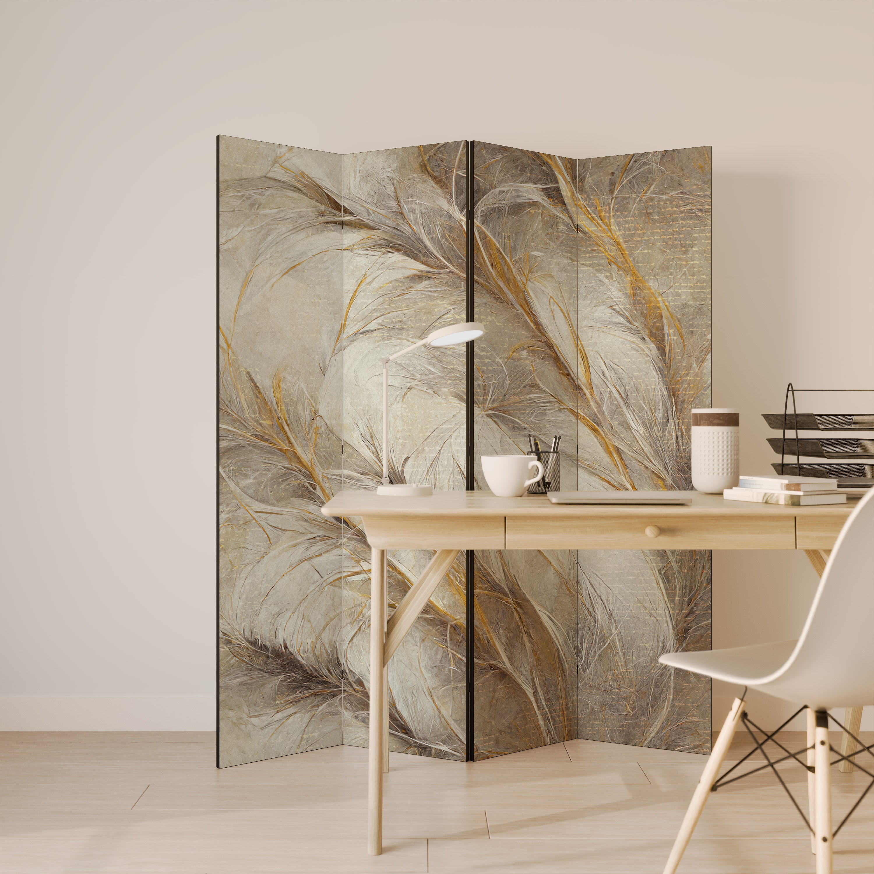 SOFT PLUMAGE 4-Panel Room Divider