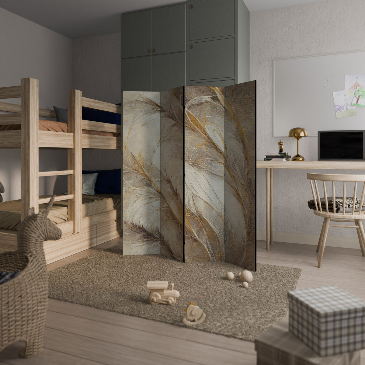 SOFT PLUMAGE 4-Panel Room Divider