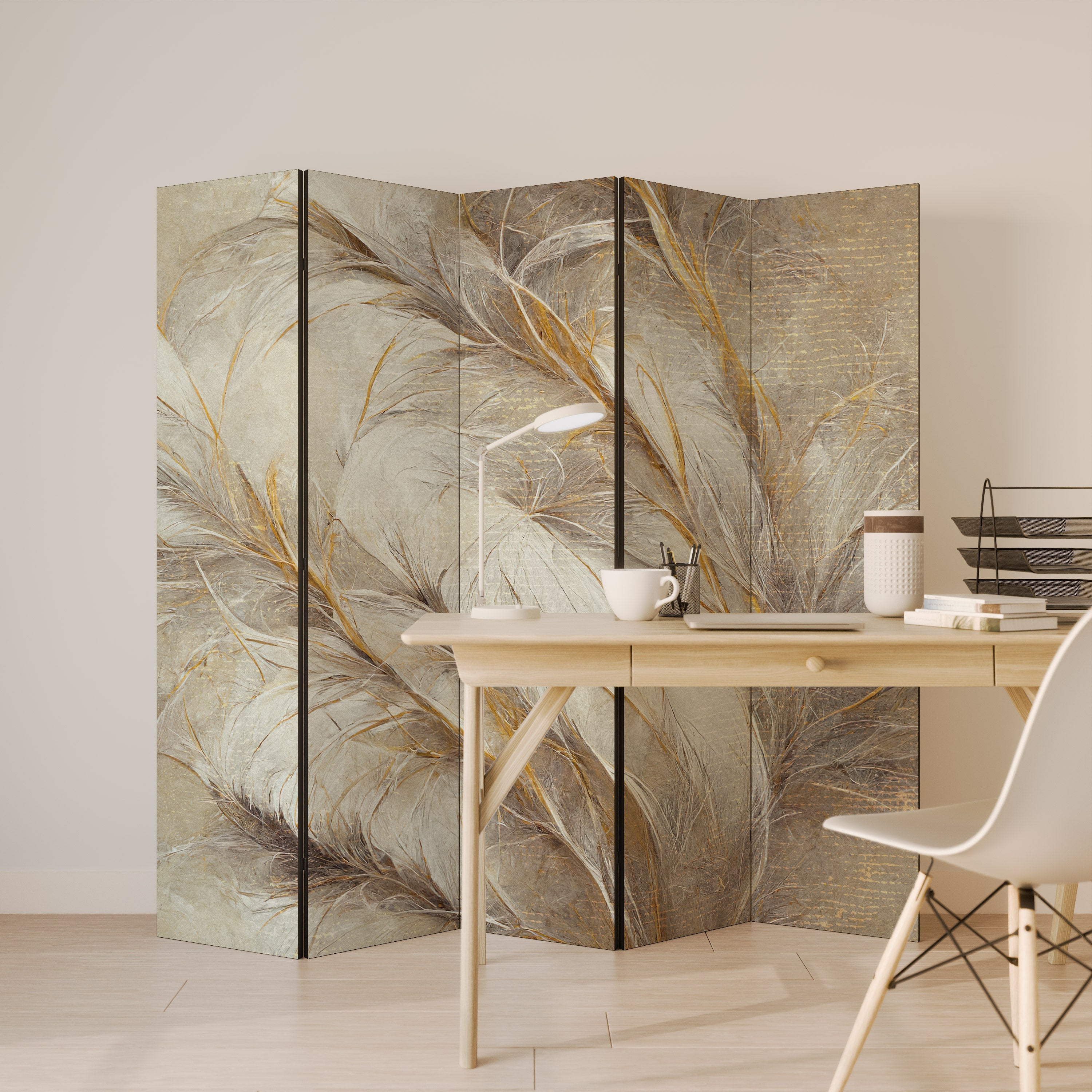 Paravent décoratif à 5 panneaux SOFT PLUMAGE