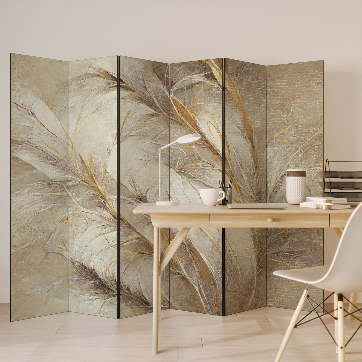 SOFT PLUMAGE 6-Panel Room Divider