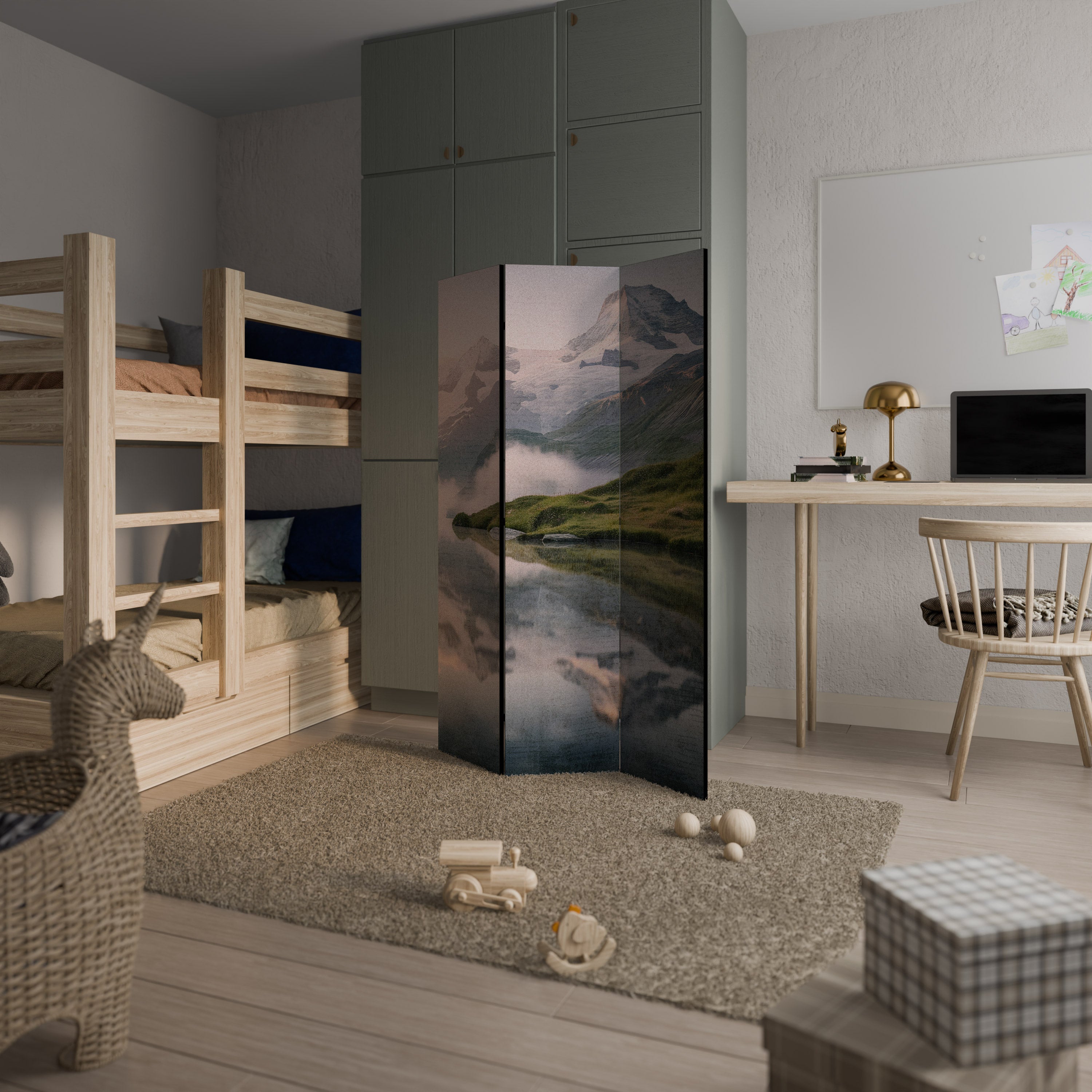 FOGGY HORIZON 3-Panel Room Divider