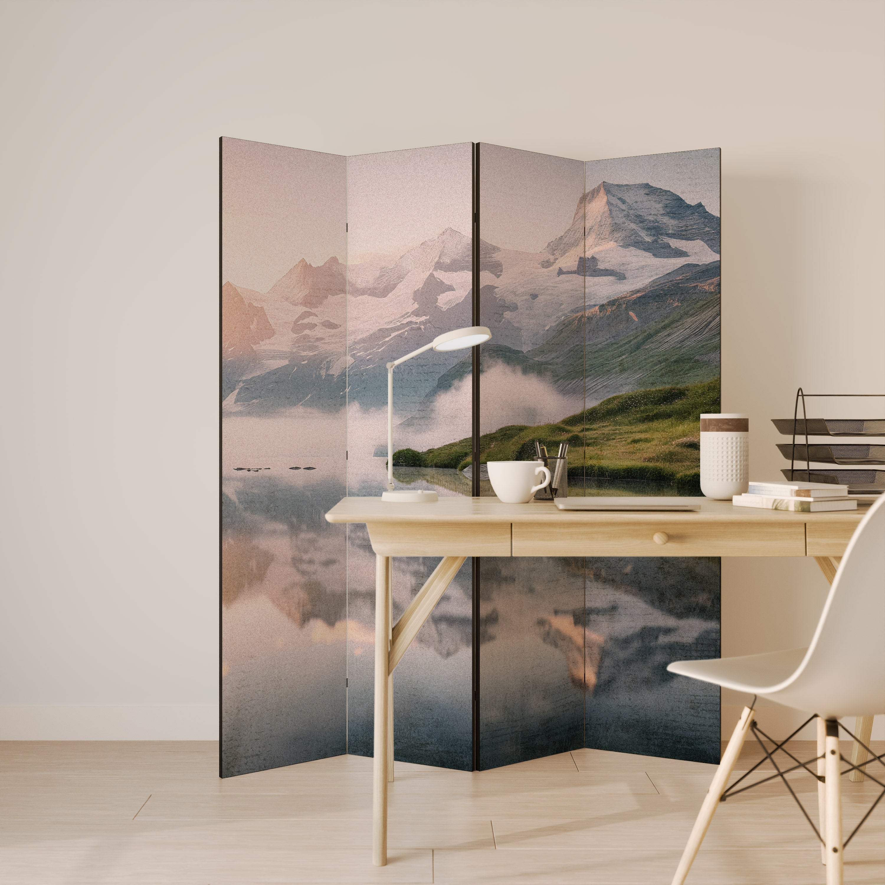 Paravent décoratif à 4 panneaux FOGGY HORIZON