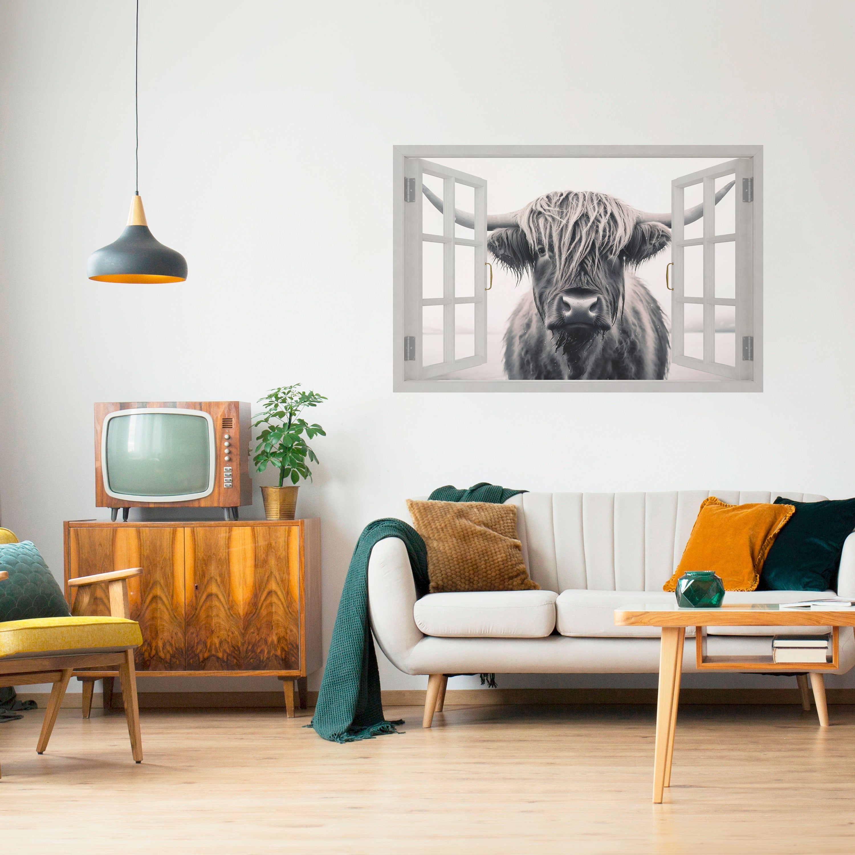 Affiche horizontale autocollante avec vues panoramiques sur les fenêtres