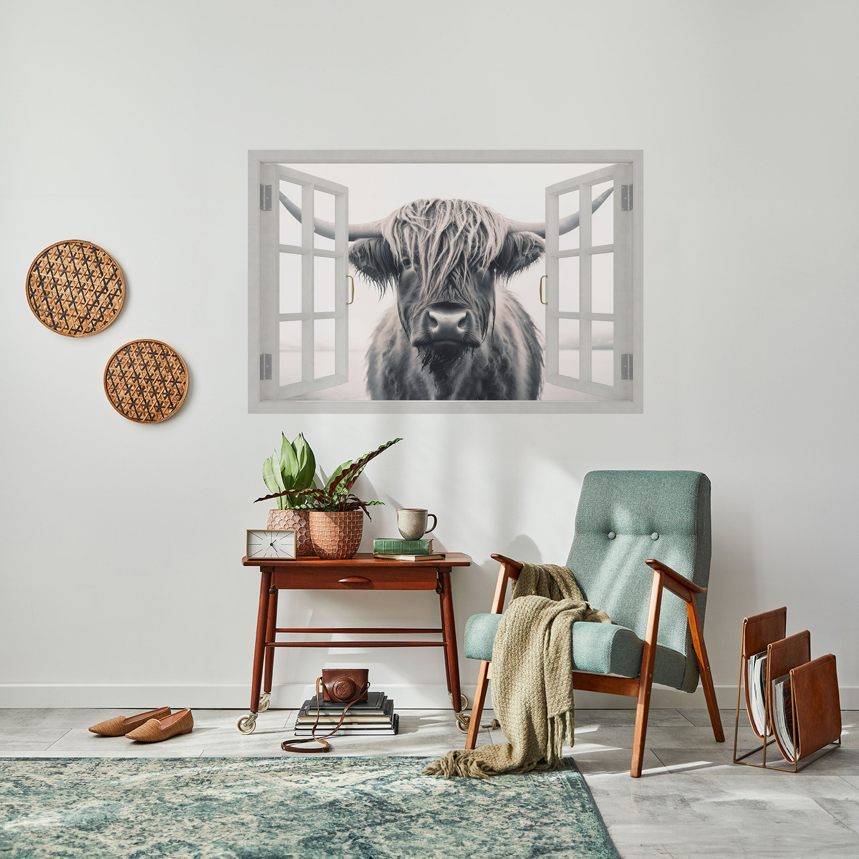 Affiche horizontale autocollante avec vues panoramiques sur les fenêtres