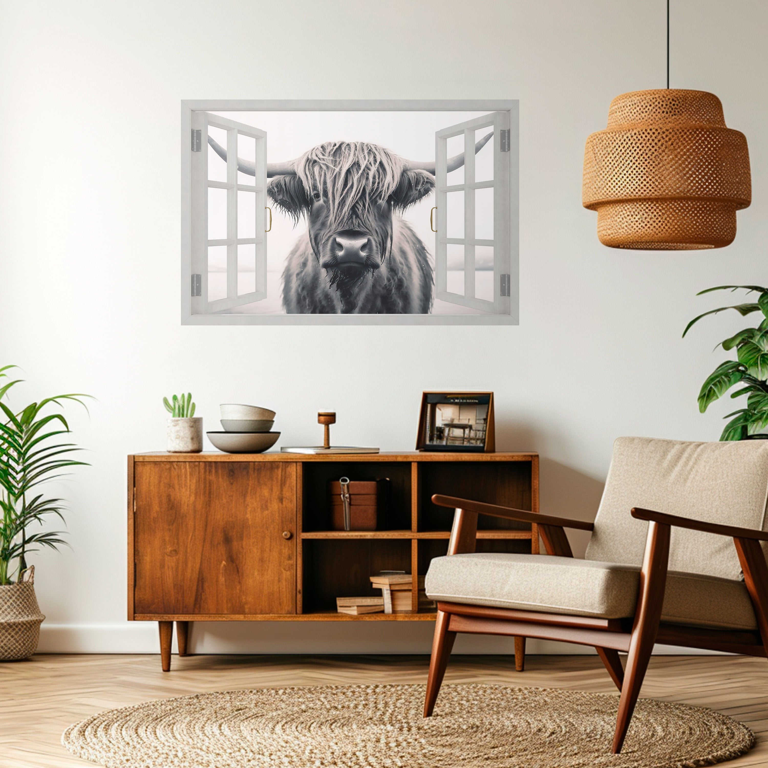 Affiche horizontale autocollante avec vues panoramiques sur les fenêtres