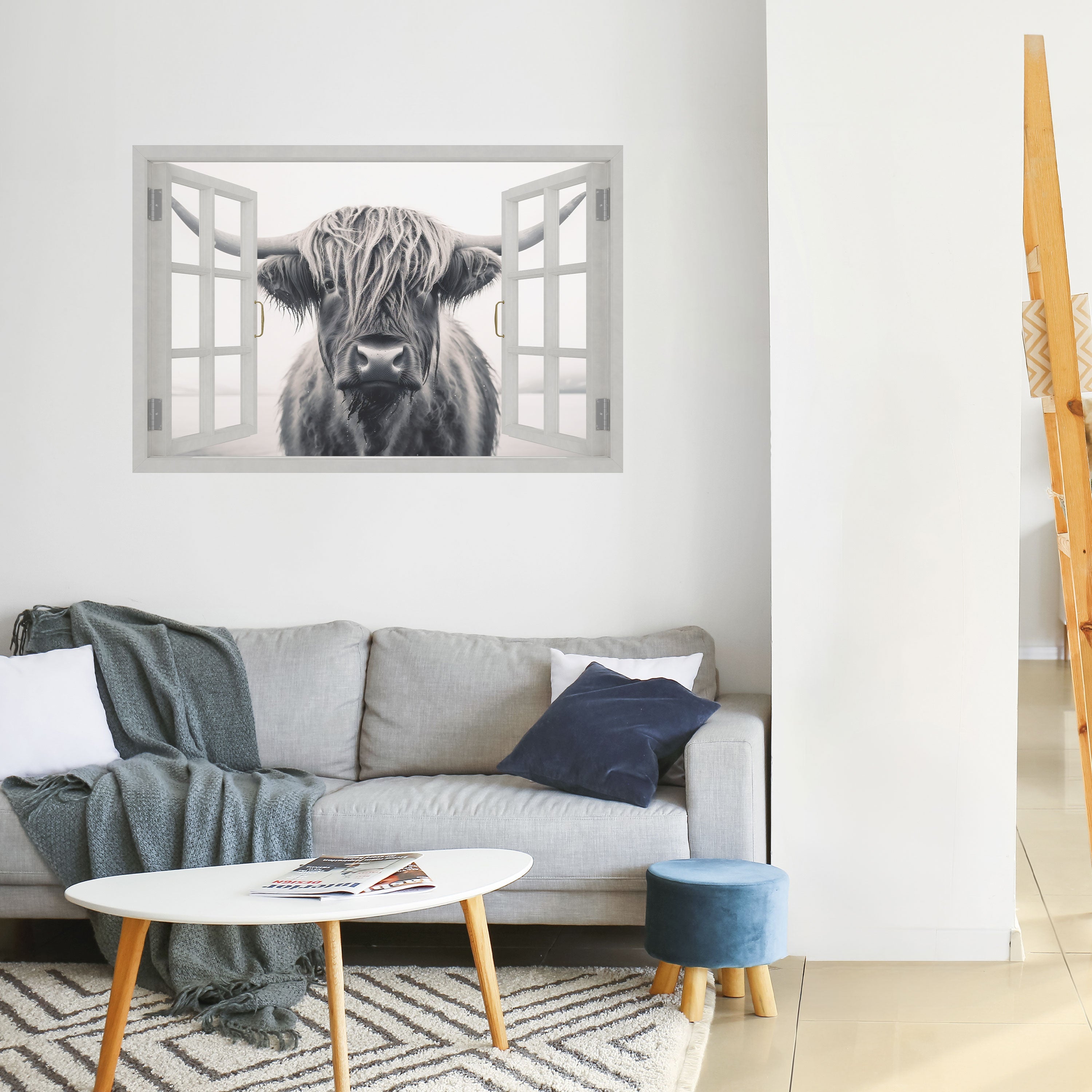 Affiche horizontale autocollante avec vues panoramiques sur les fenêtres