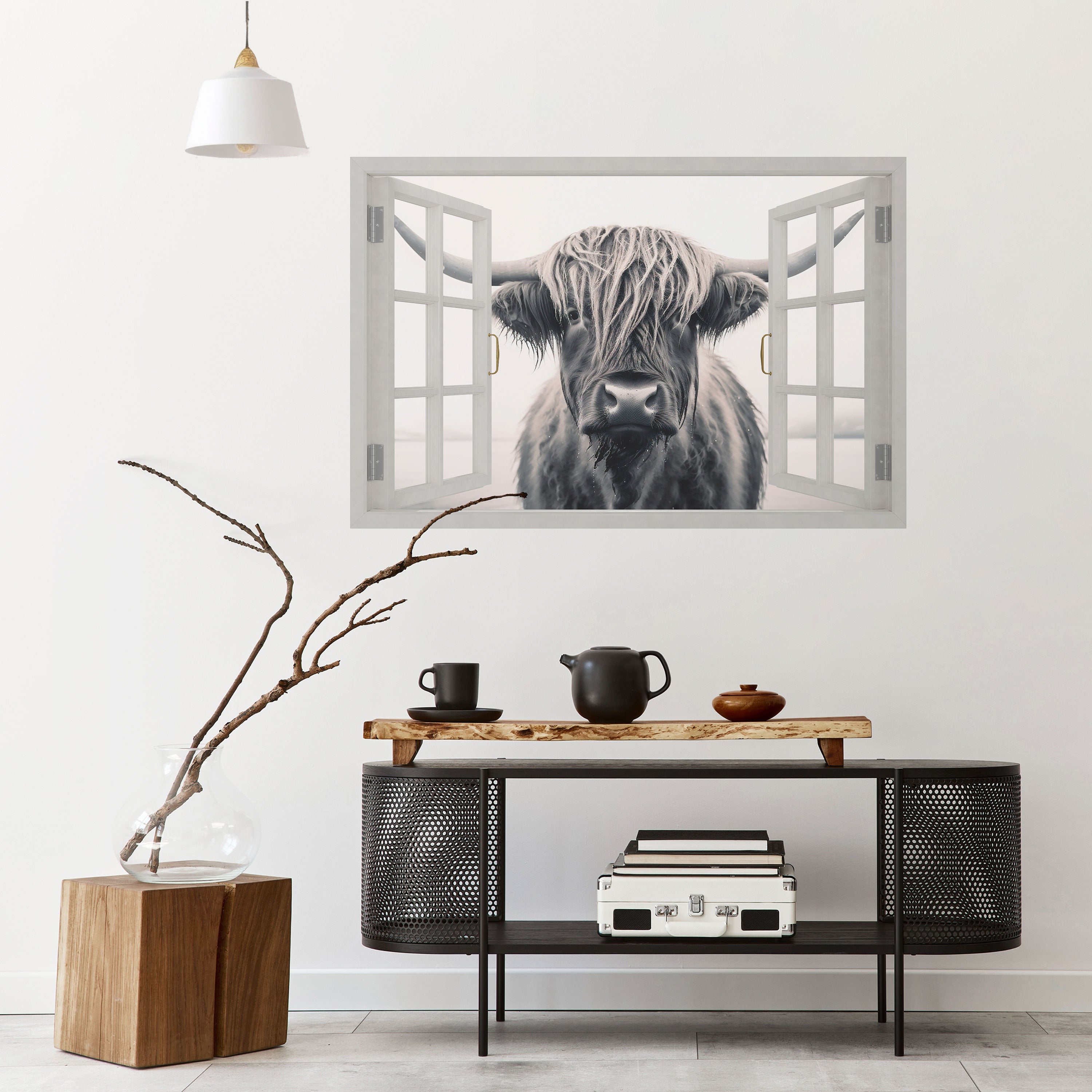 Affiche horizontale autocollante avec vues panoramiques sur les fenêtres